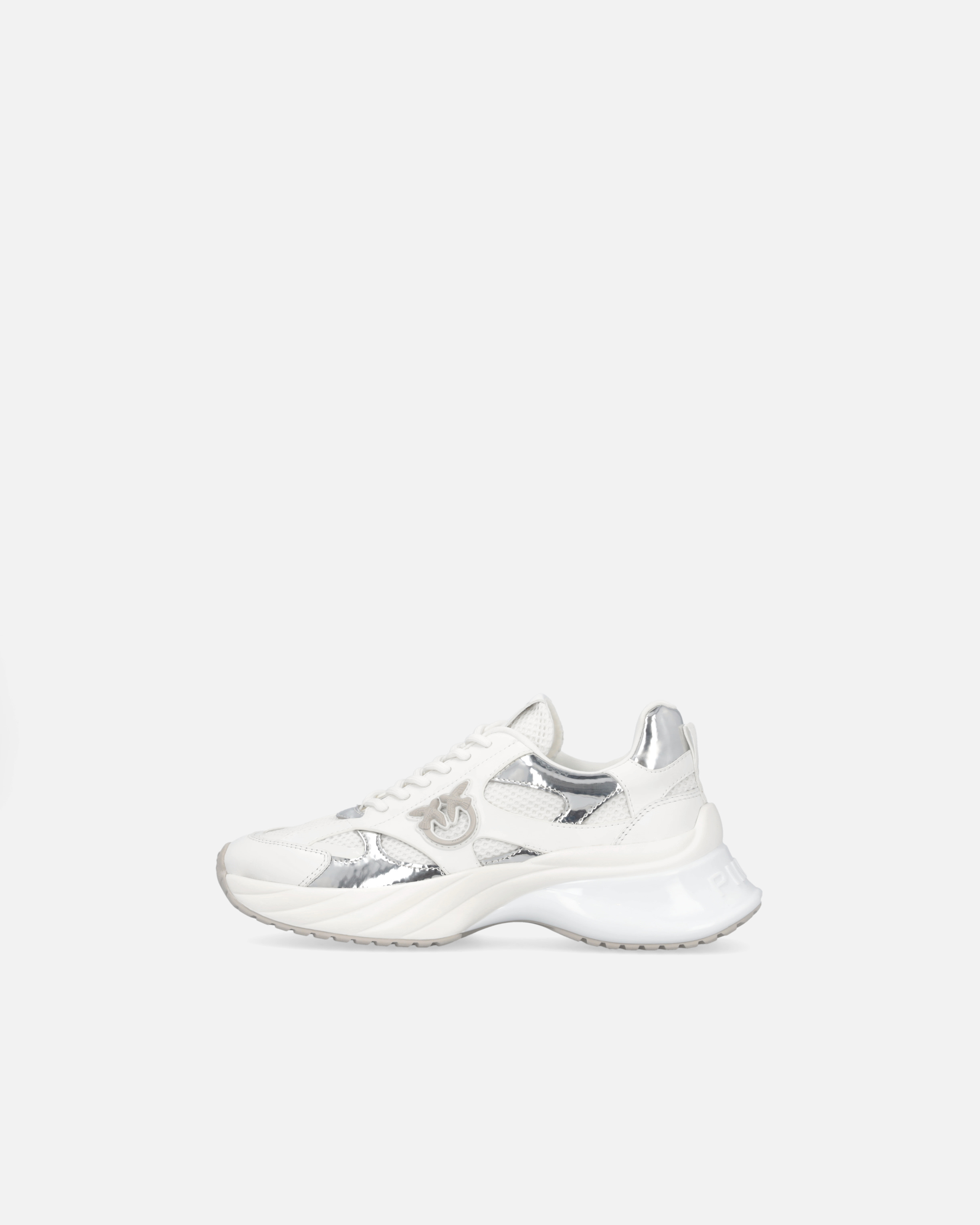 Pinko Ariel Low-top Running Sneakers In White/silver