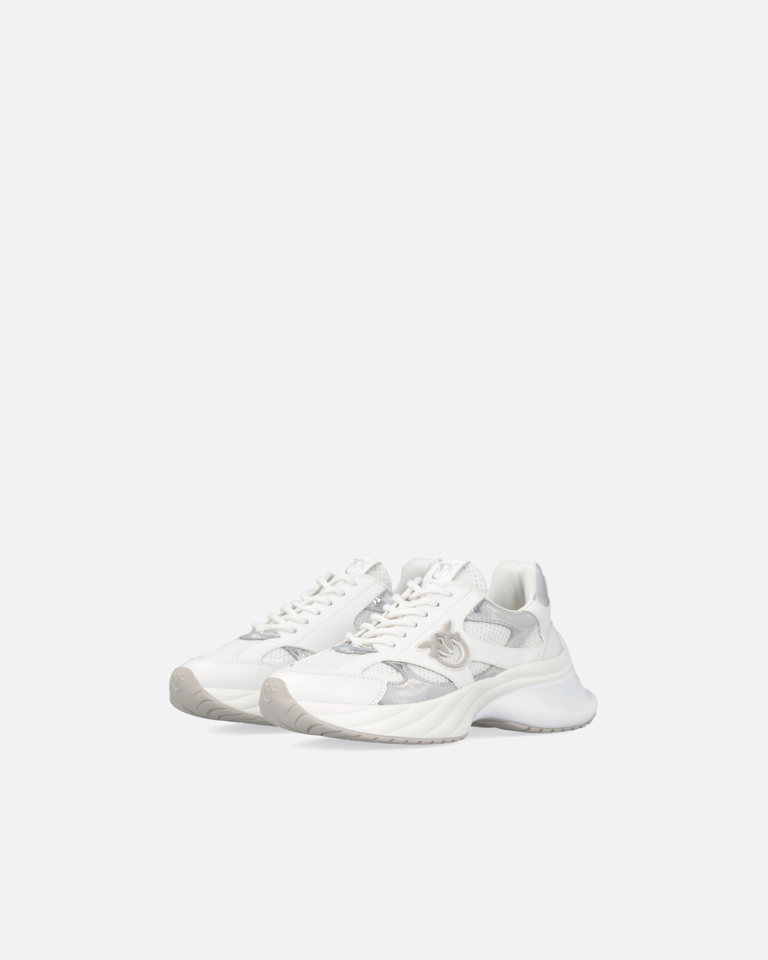 Pinko Ariel Low-top Running Sneakers In White/silver