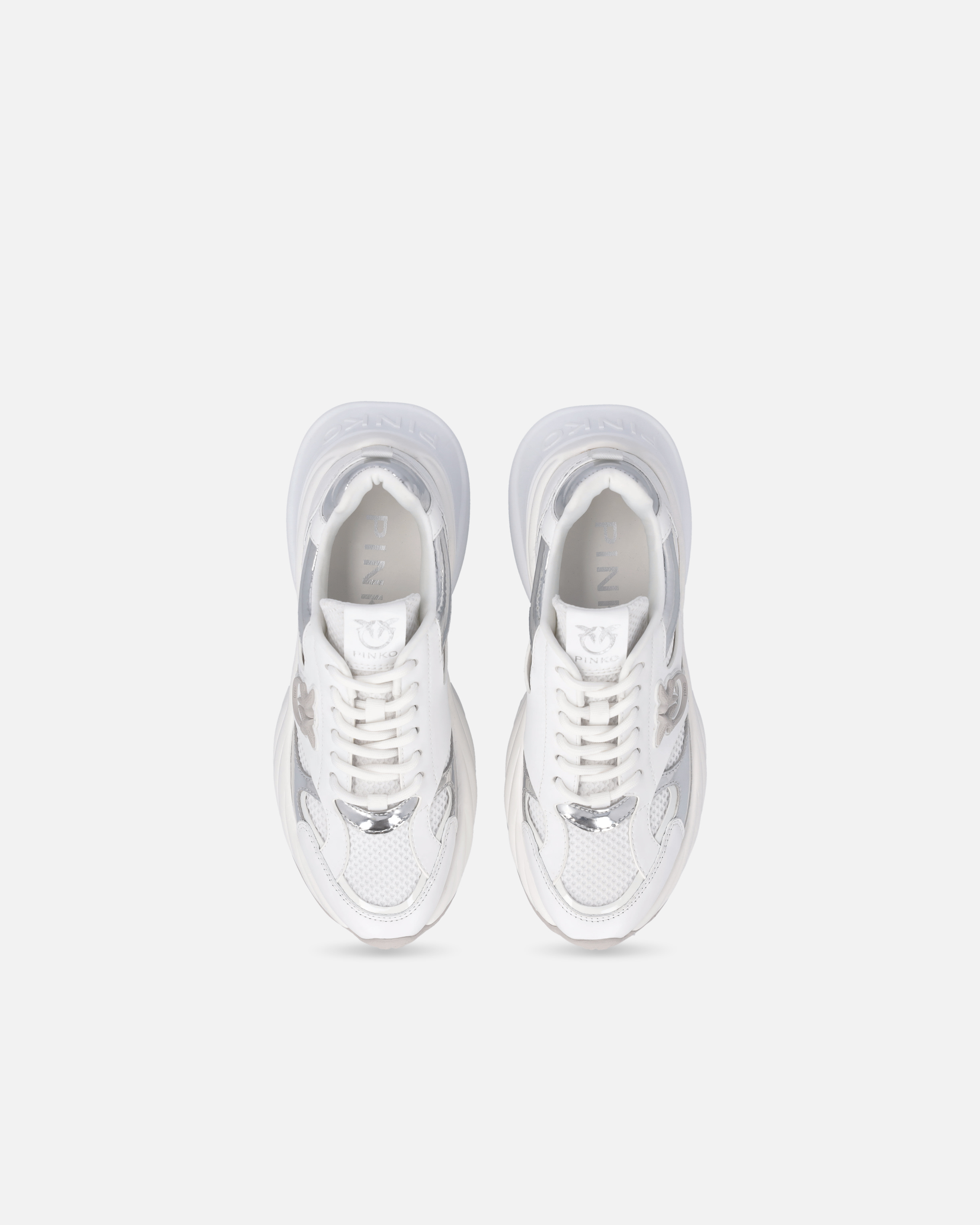 Pinko Ariel Low-top Running Sneakers In White/silver
