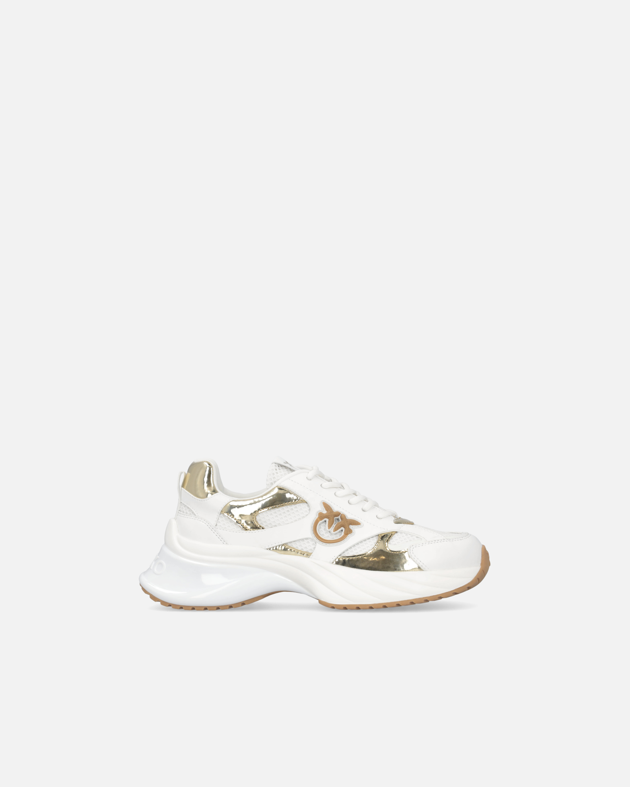 Pinko Baskets Ariel Effet Miroir In Blanc/platine