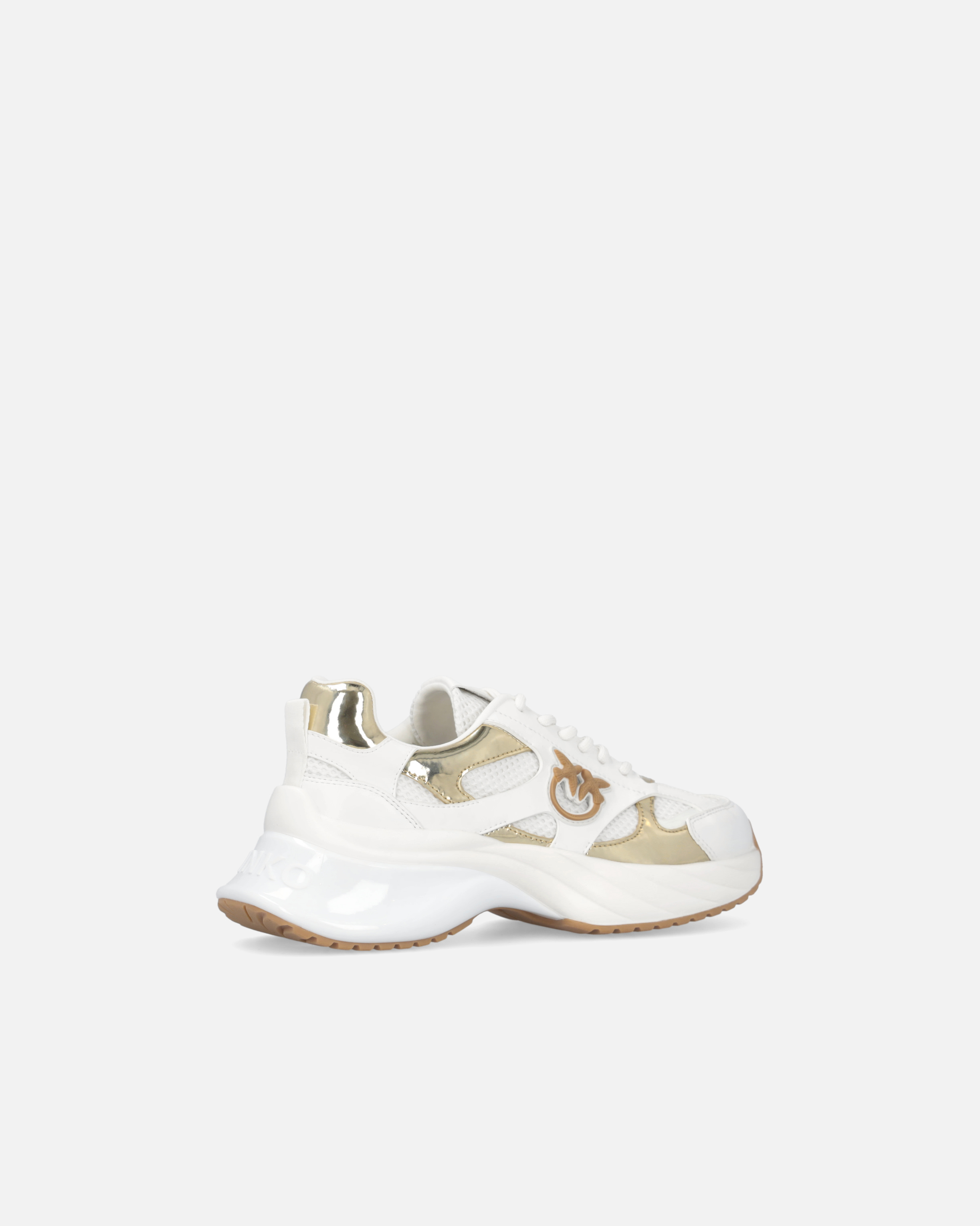 Pinko Baskets Ariel Effet Miroir In Blanc/platine