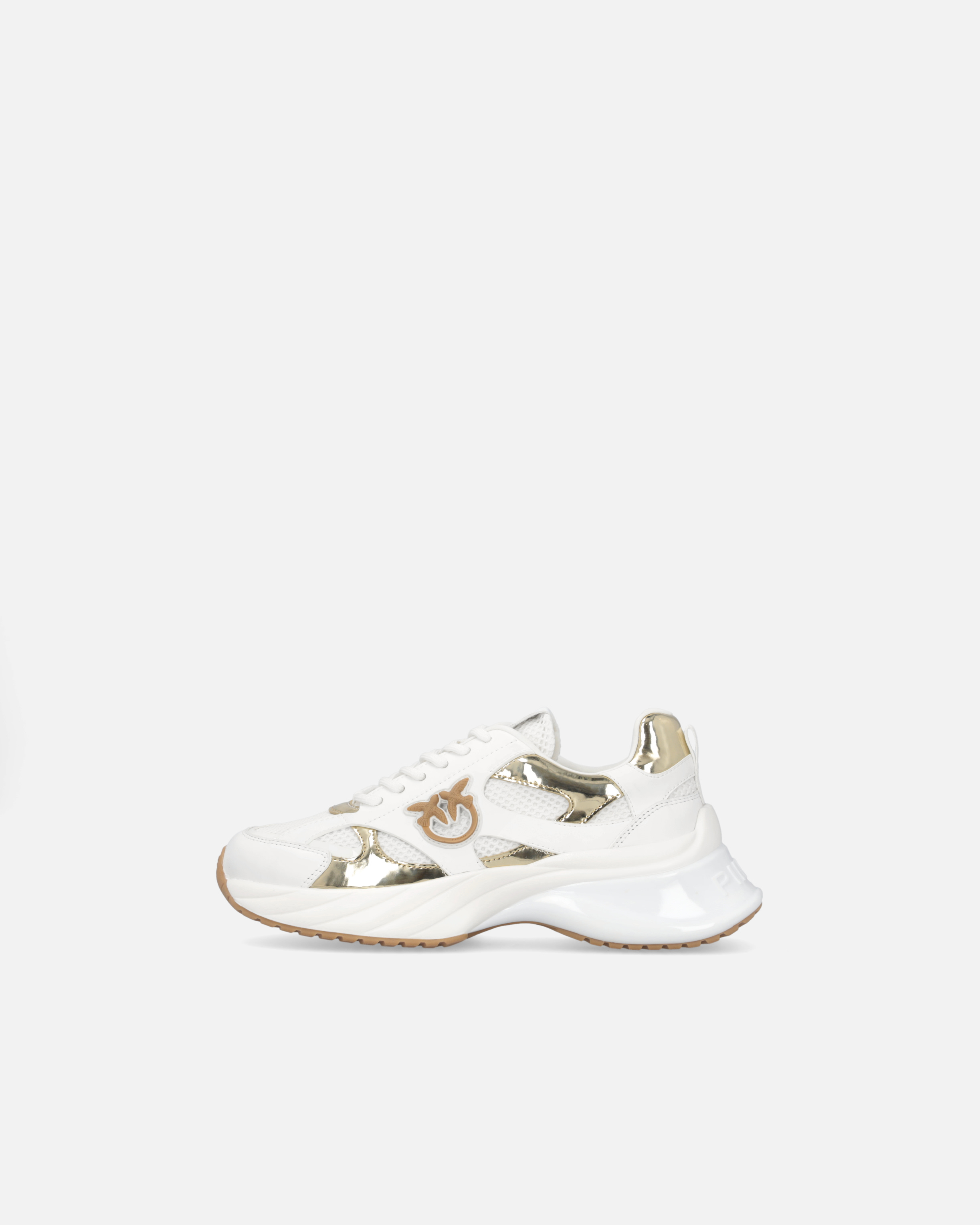 Pinko Baskets Ariel Effet Miroir In Blanc/platine