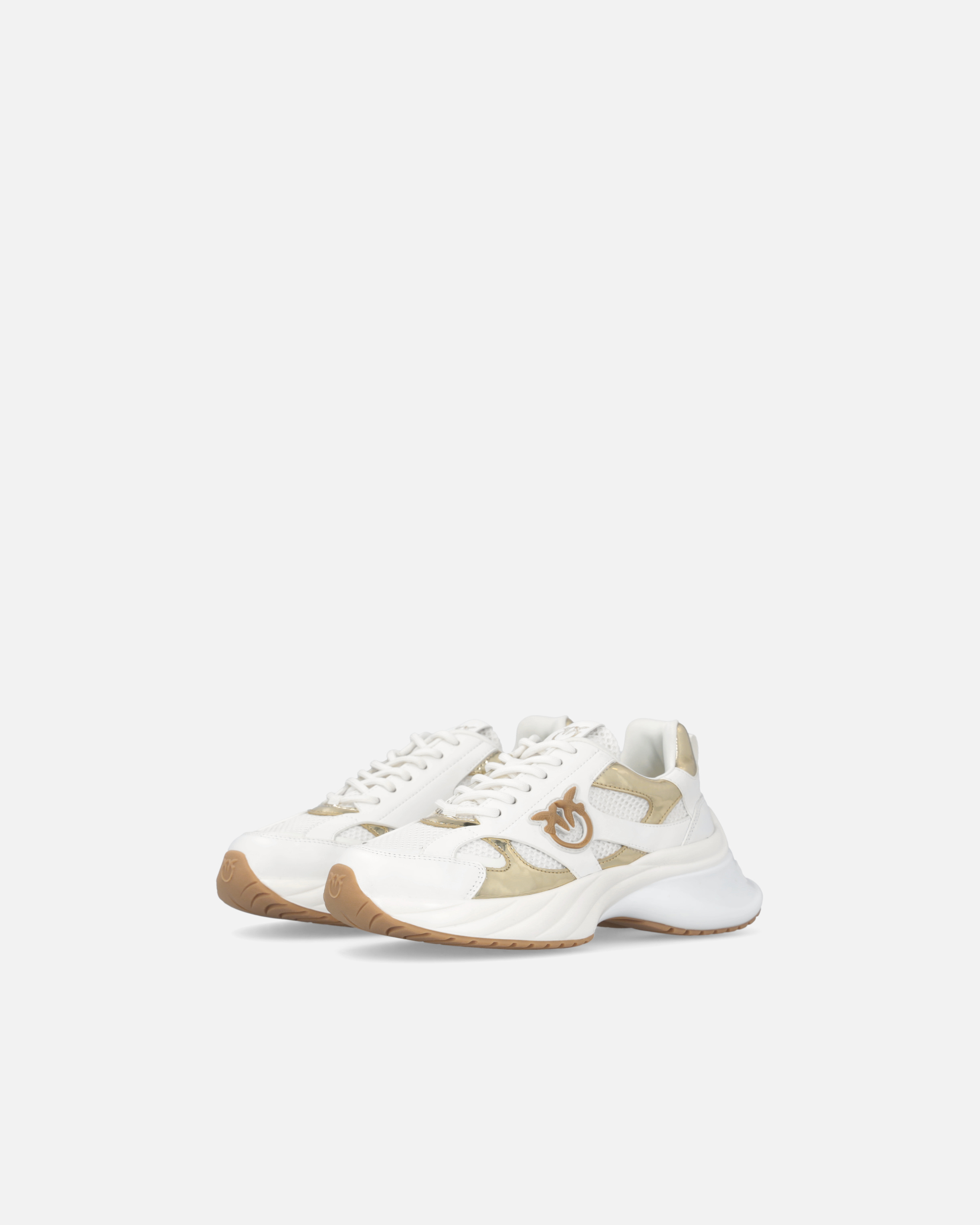 Pinko Baskets Ariel Effet Miroir In Blanc/platine