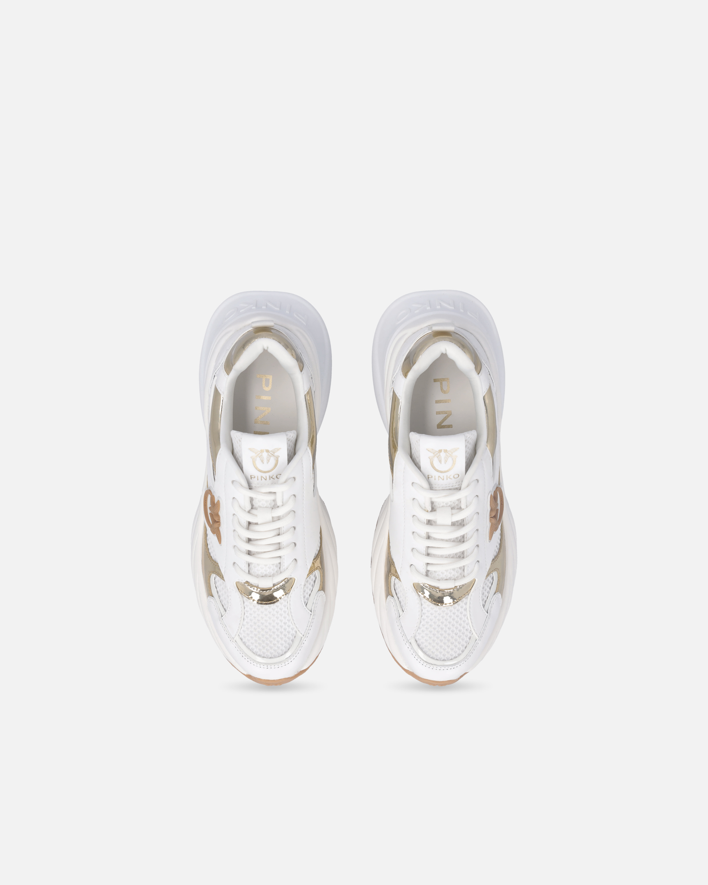 Pinko Baskets Ariel Effet Miroir In Blanc/platine