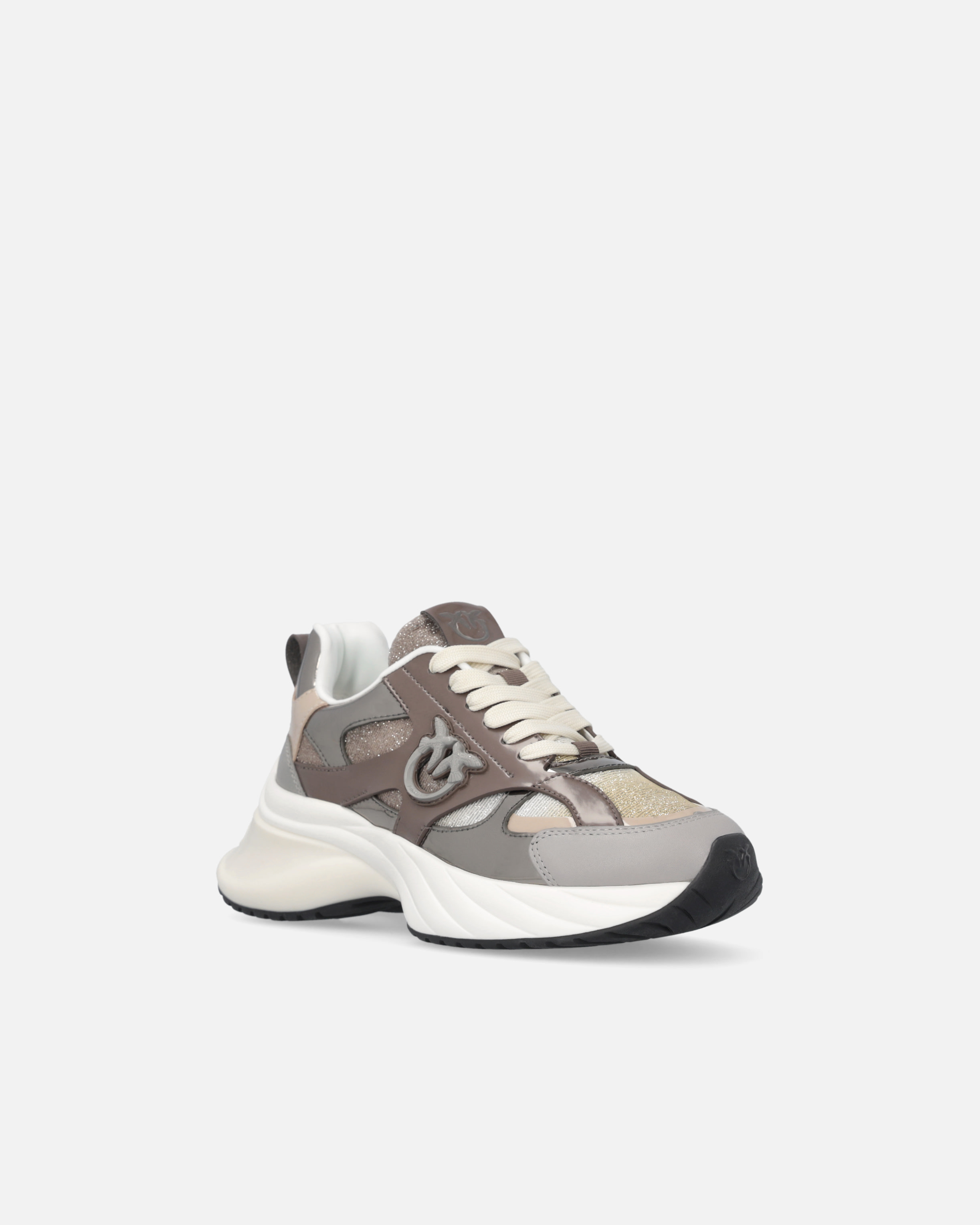 Glittery sneakers with Love Birds logo - Brown - large