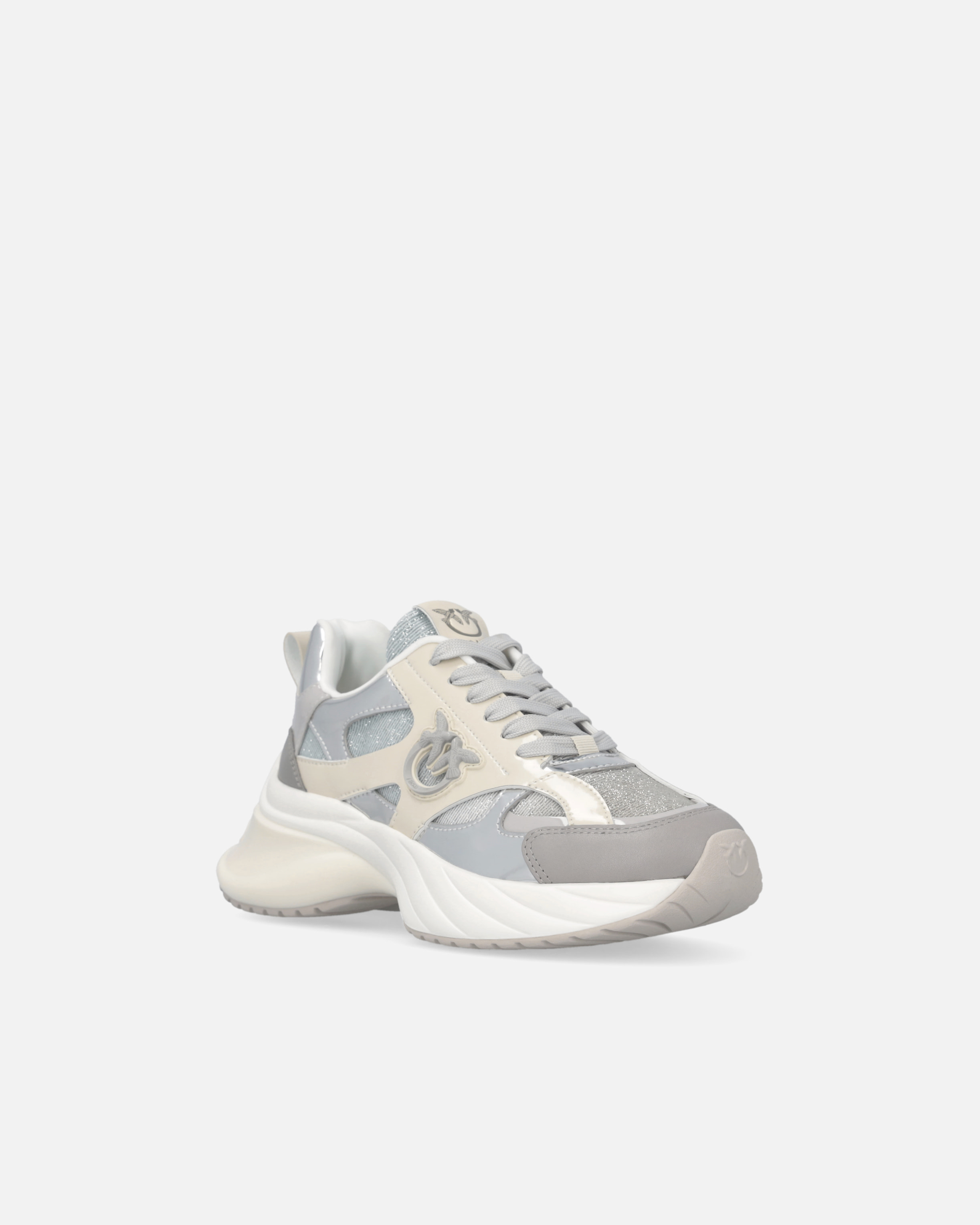 Glittery sneakers with Love Birds logo - Silver - large