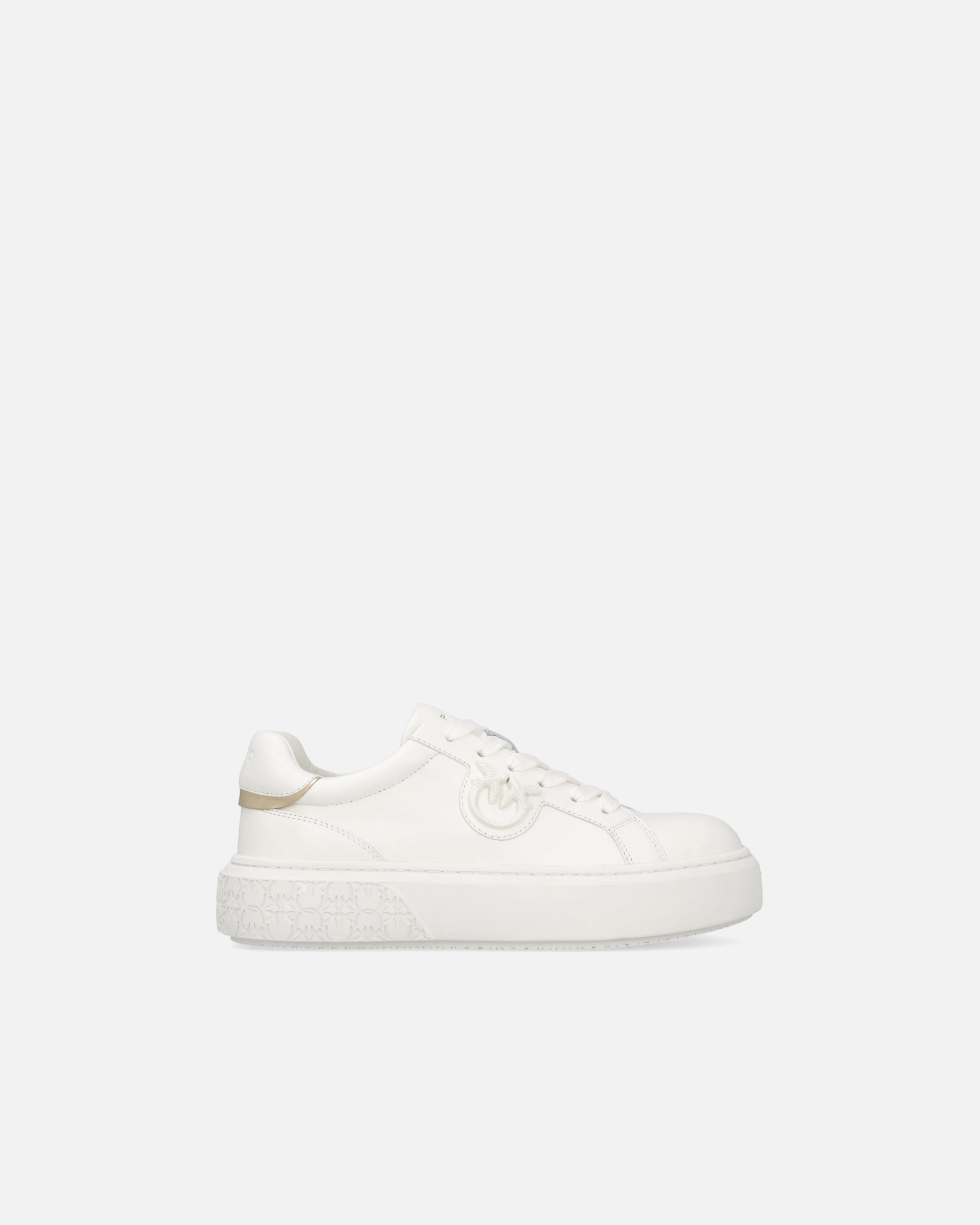 Pinko Chaussures De Tennis En Cuir Avec Semelle Plateforme In Milk White