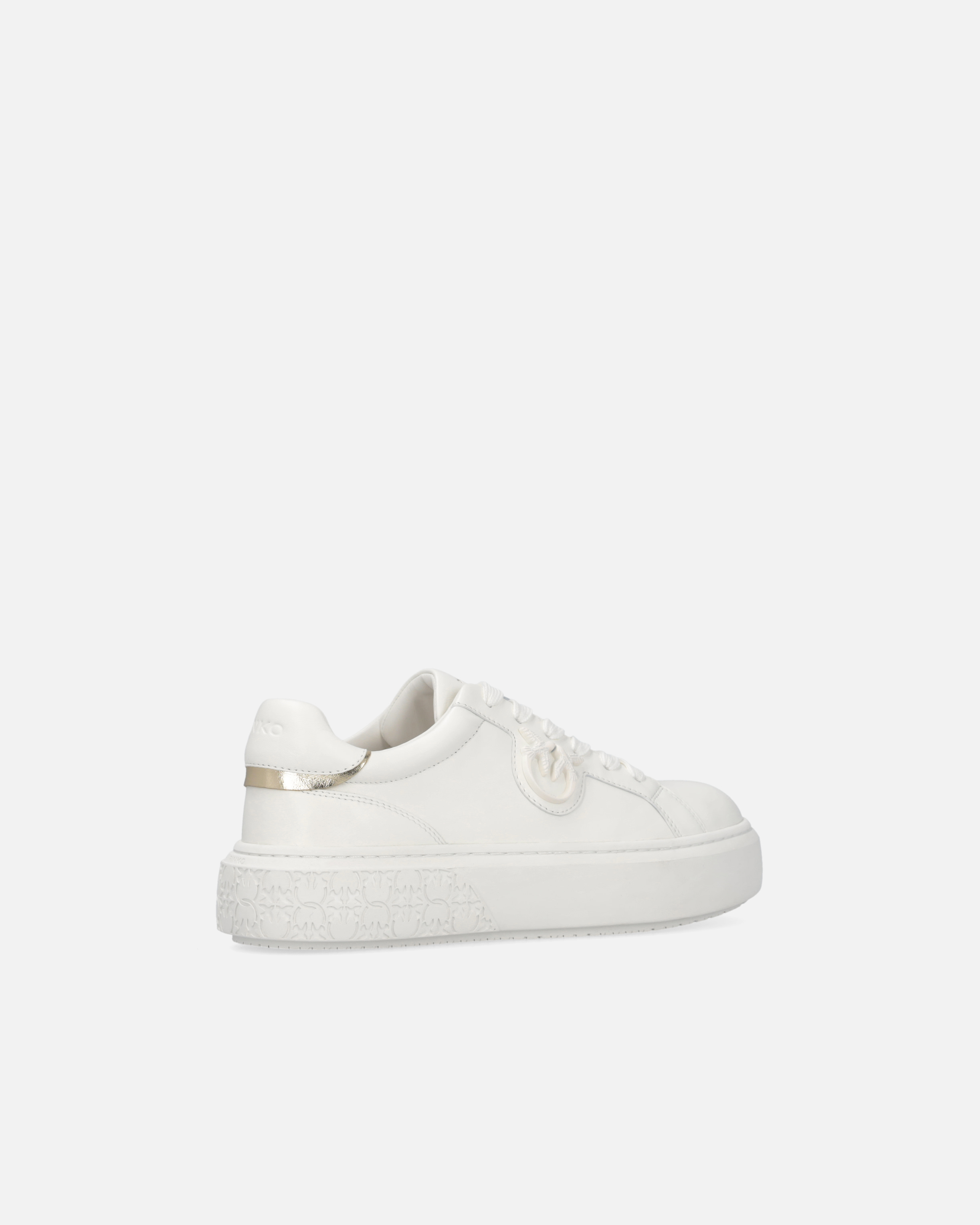 Pinko Chaussures De Tennis En Cuir Avec Semelle Plateforme In Milk White