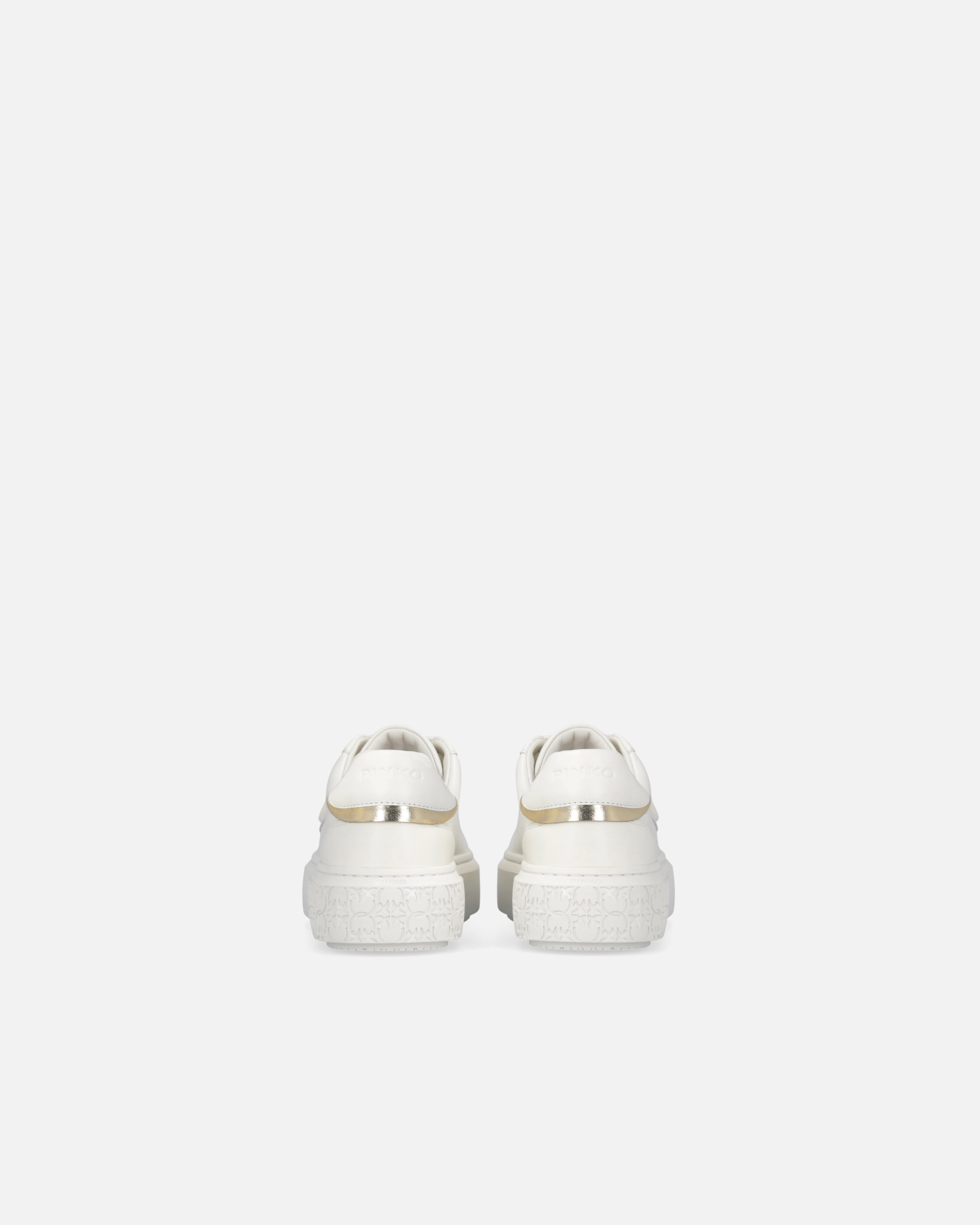 Pinko Chaussures De Tennis En Cuir Avec Semelle Plateforme In Milk White