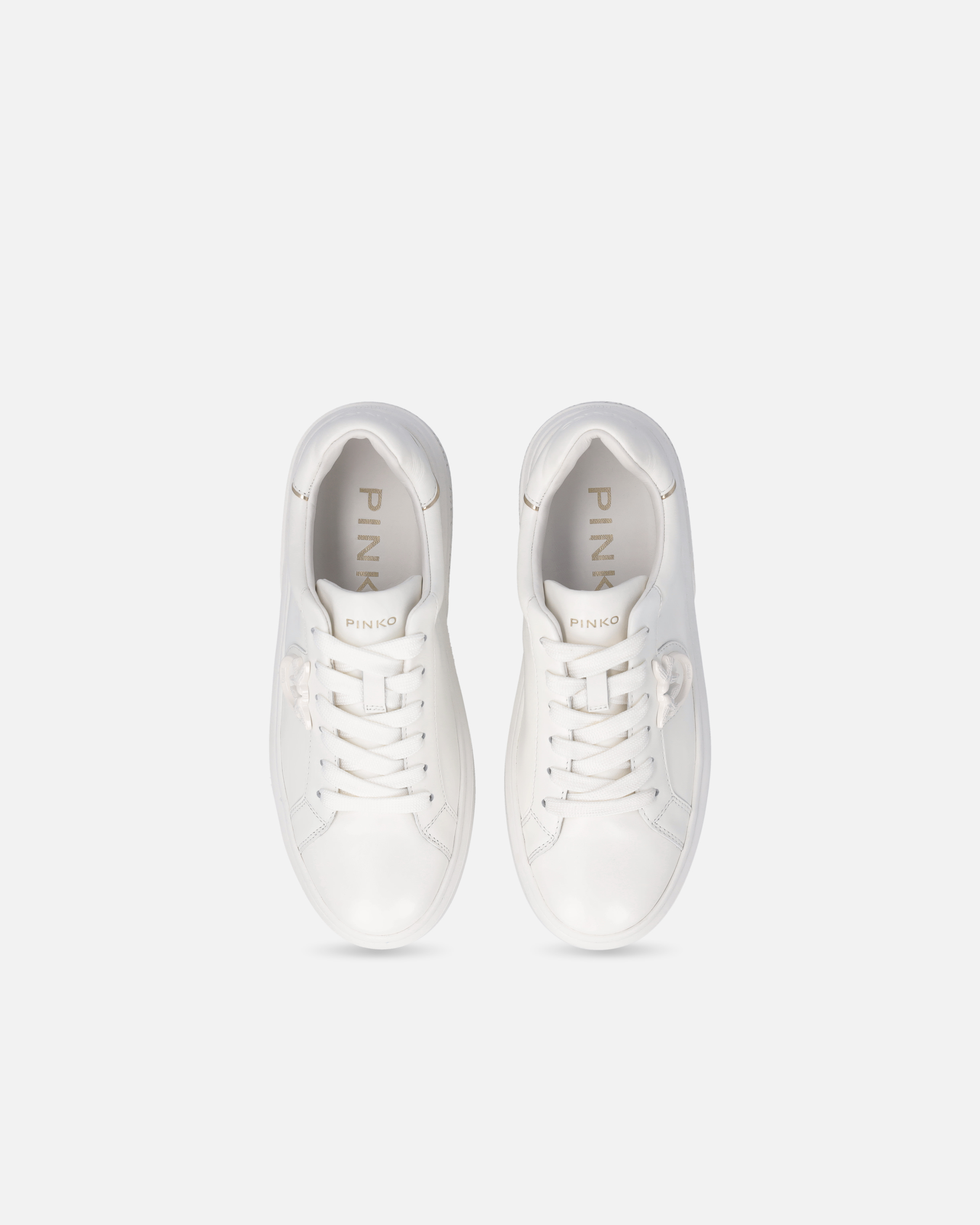 Pinko Chaussures De Tennis En Cuir Avec Semelle Plateforme In Milk White