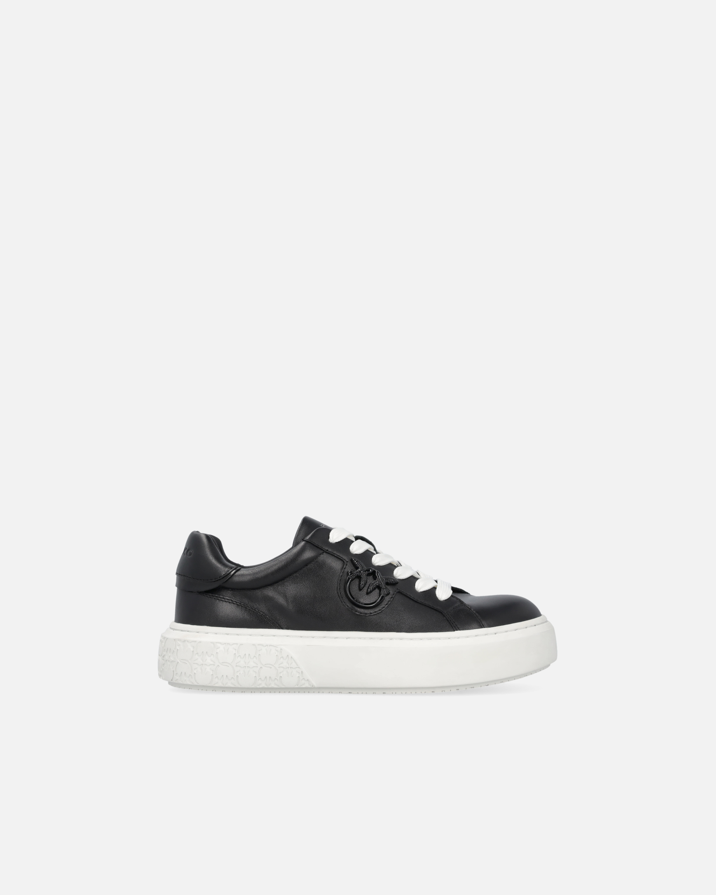 Pinko Leather Sneakers With Platform Sole In Limo Black