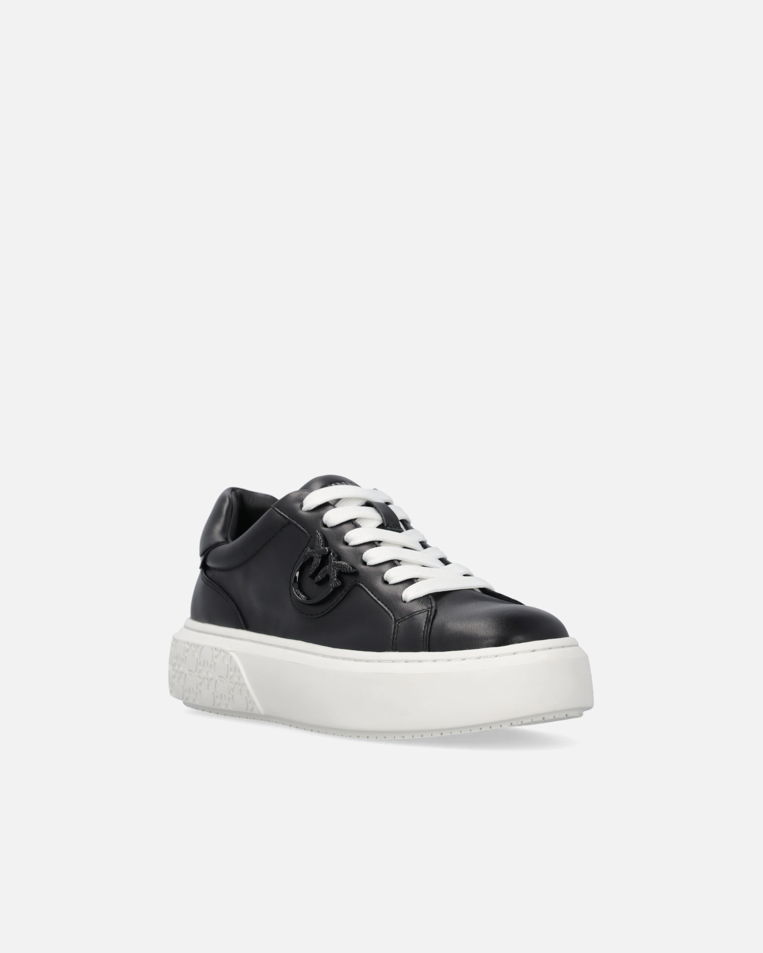 Pinko Leather Sneakers With Platform Sole In Limo Black