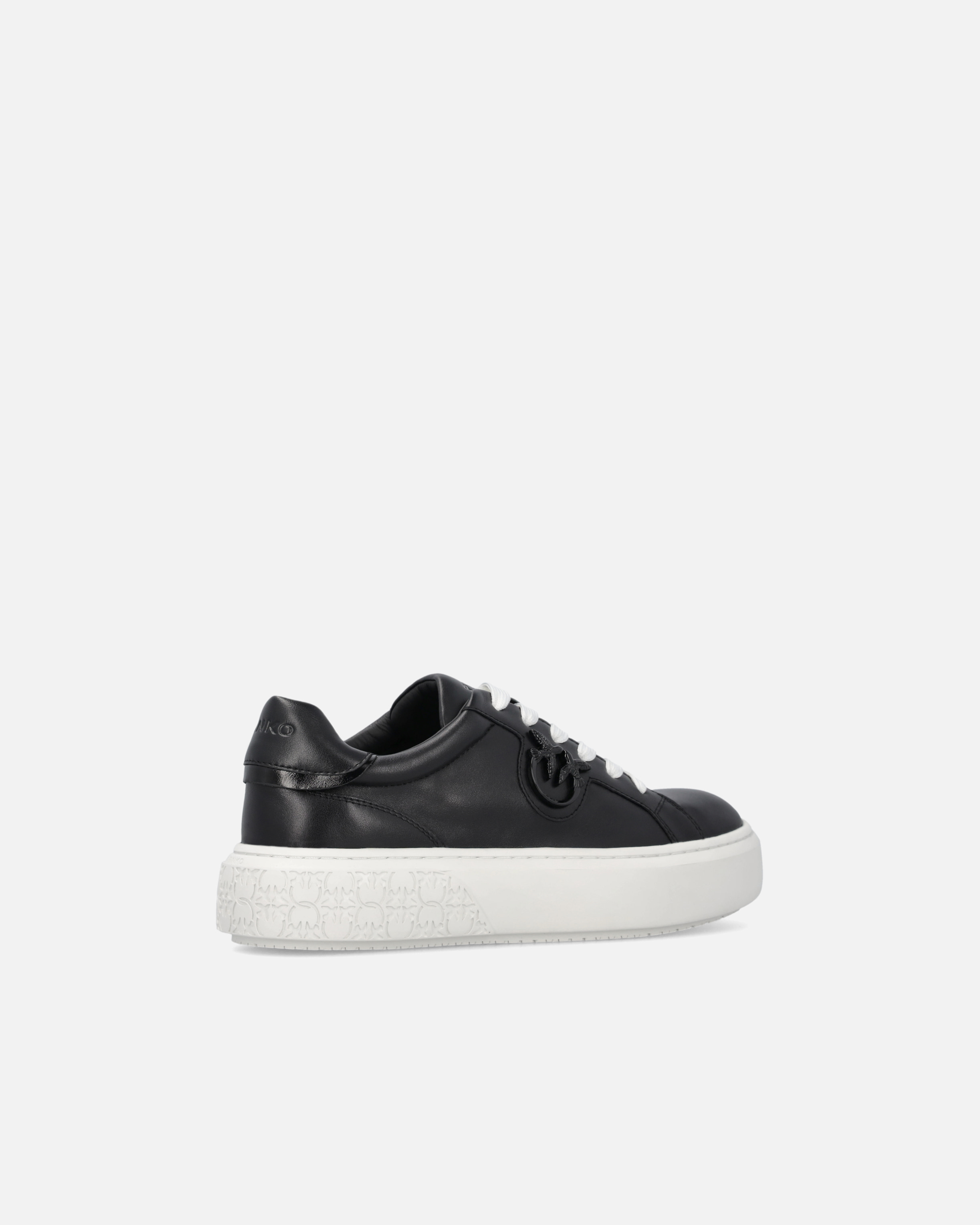 Pinko Leather Sneakers With Platform Sole In Limo Black
