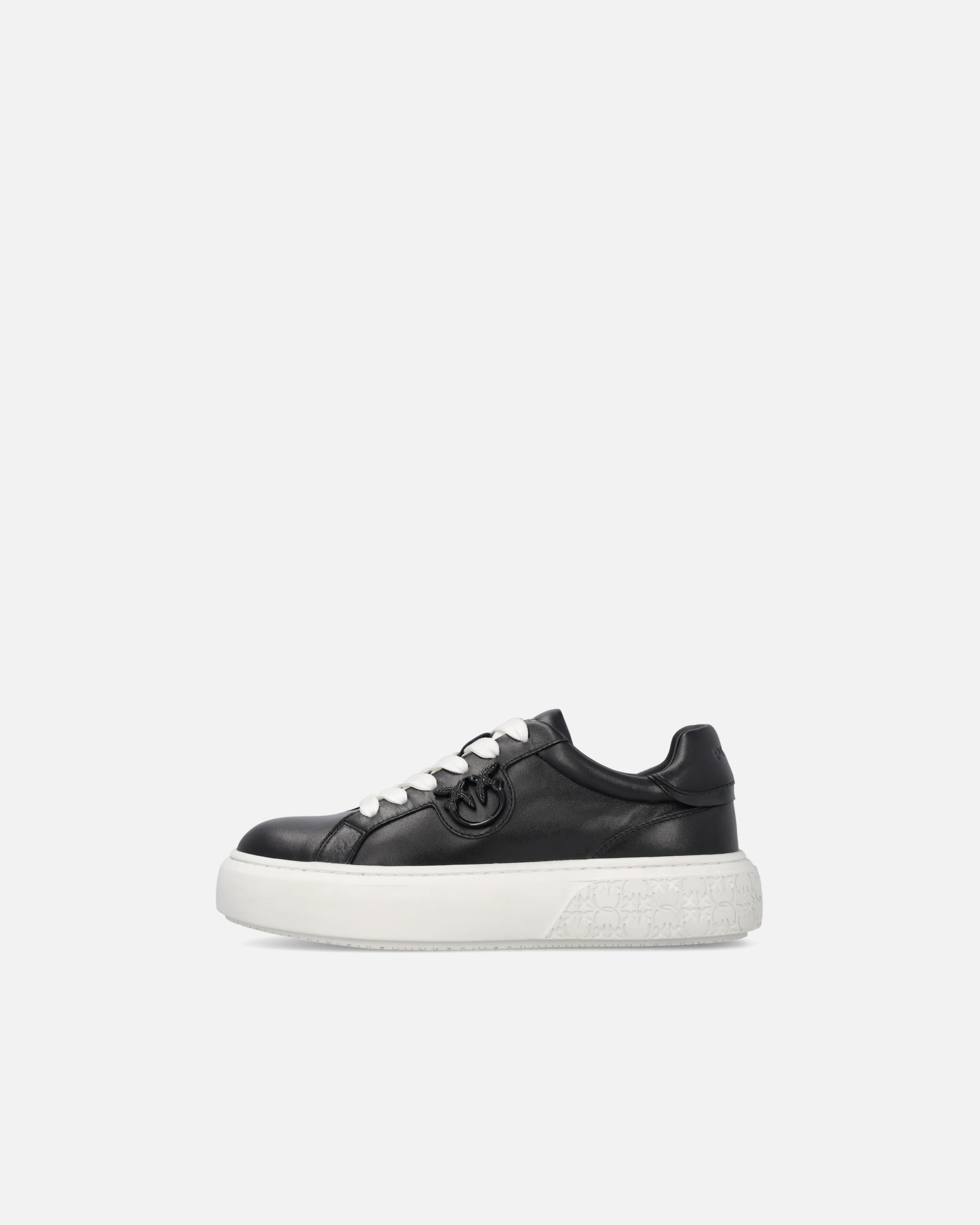 Pinko Leather Sneakers With Platform Sole In Limo Black