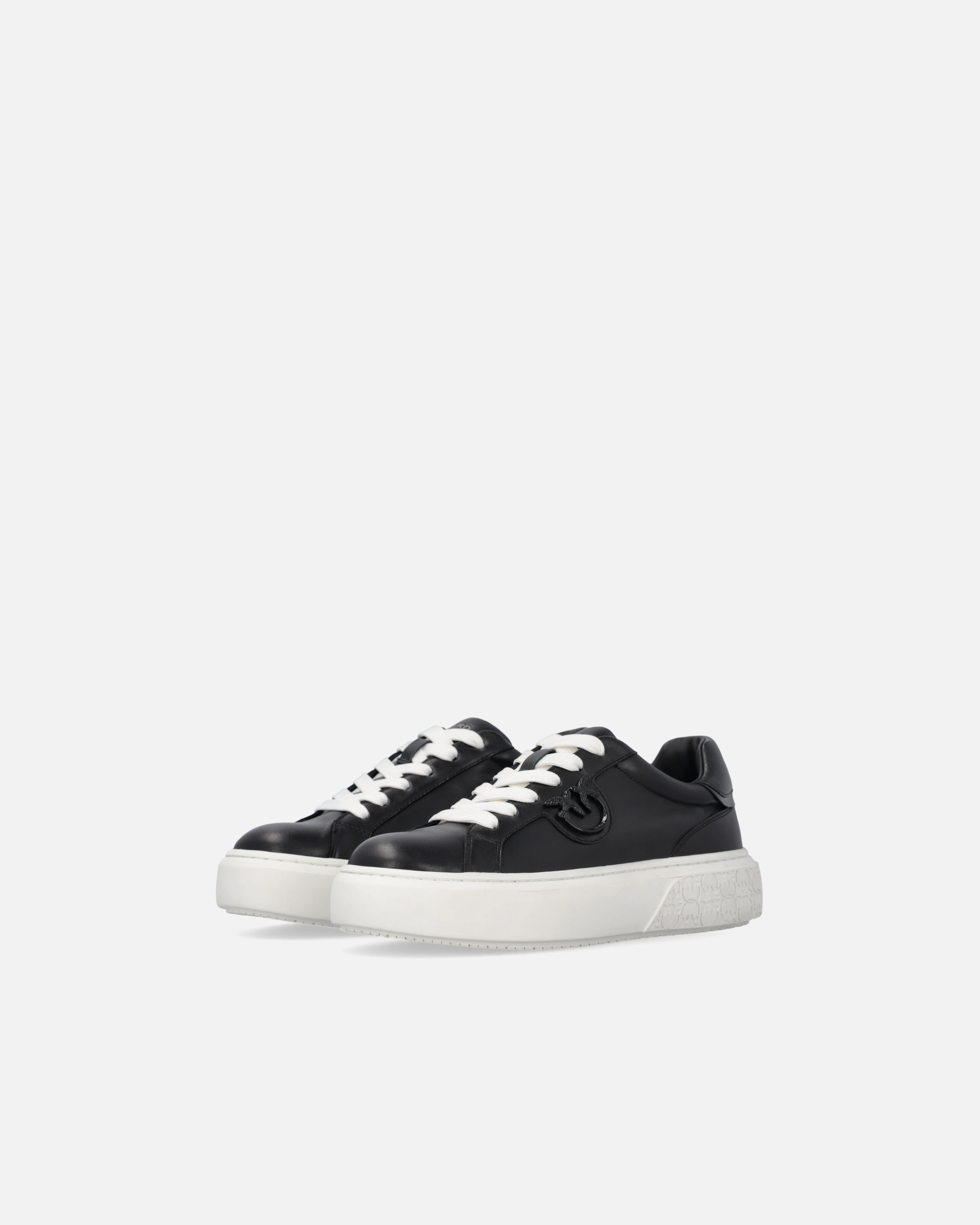 Pinko Leather Sneakers With Platform Sole In Limo Black