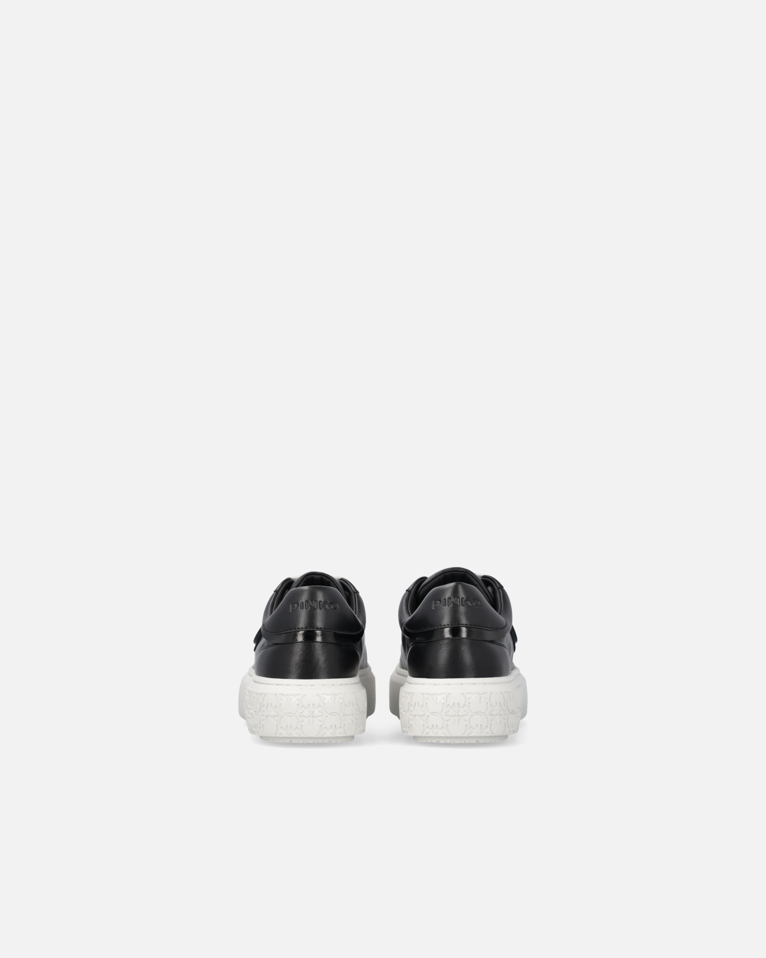 Pinko Leather Sneakers With Platform Sole In Limo Black
