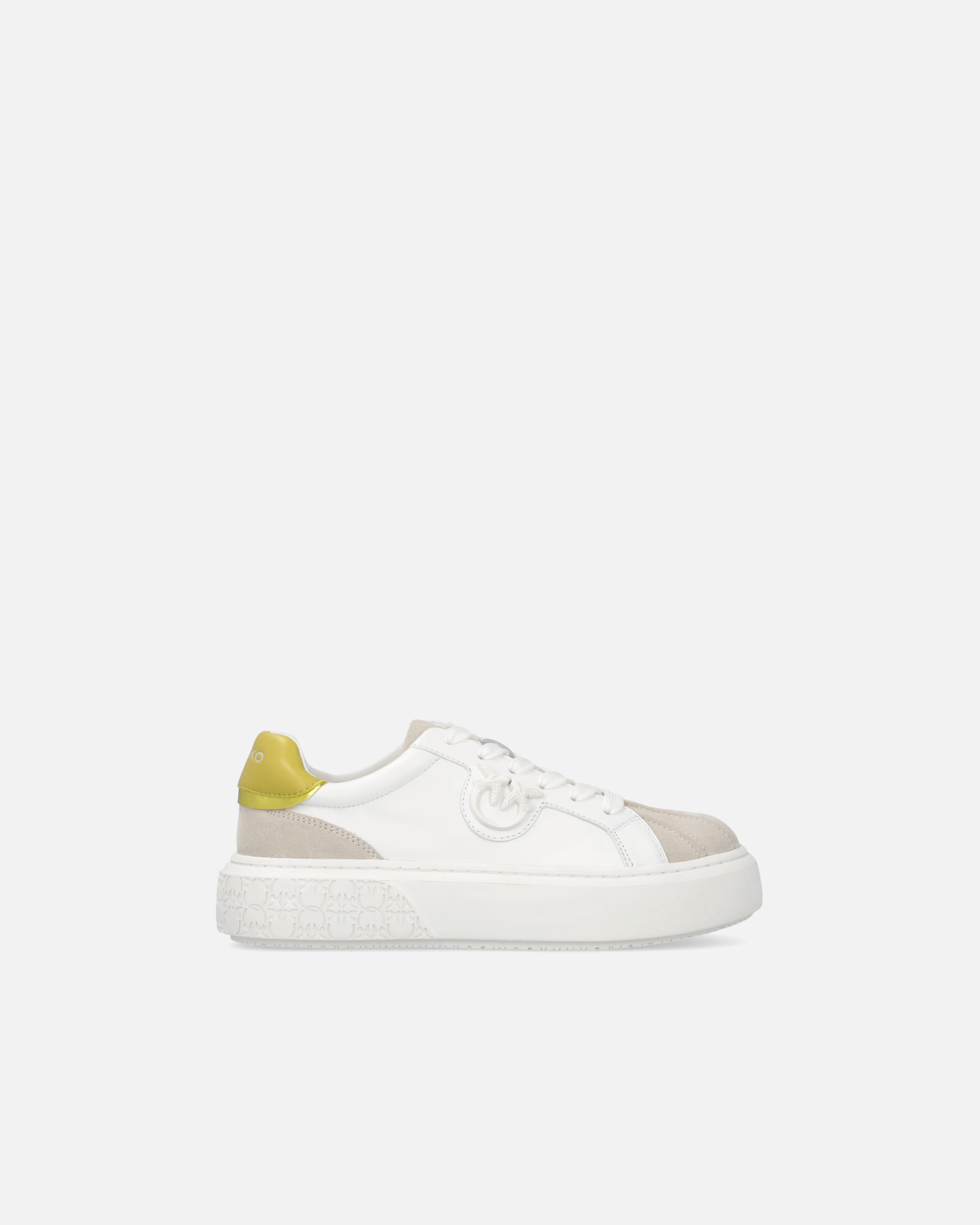 Pinko Sneakers With Platform Sole And Colored Heel In White/lime