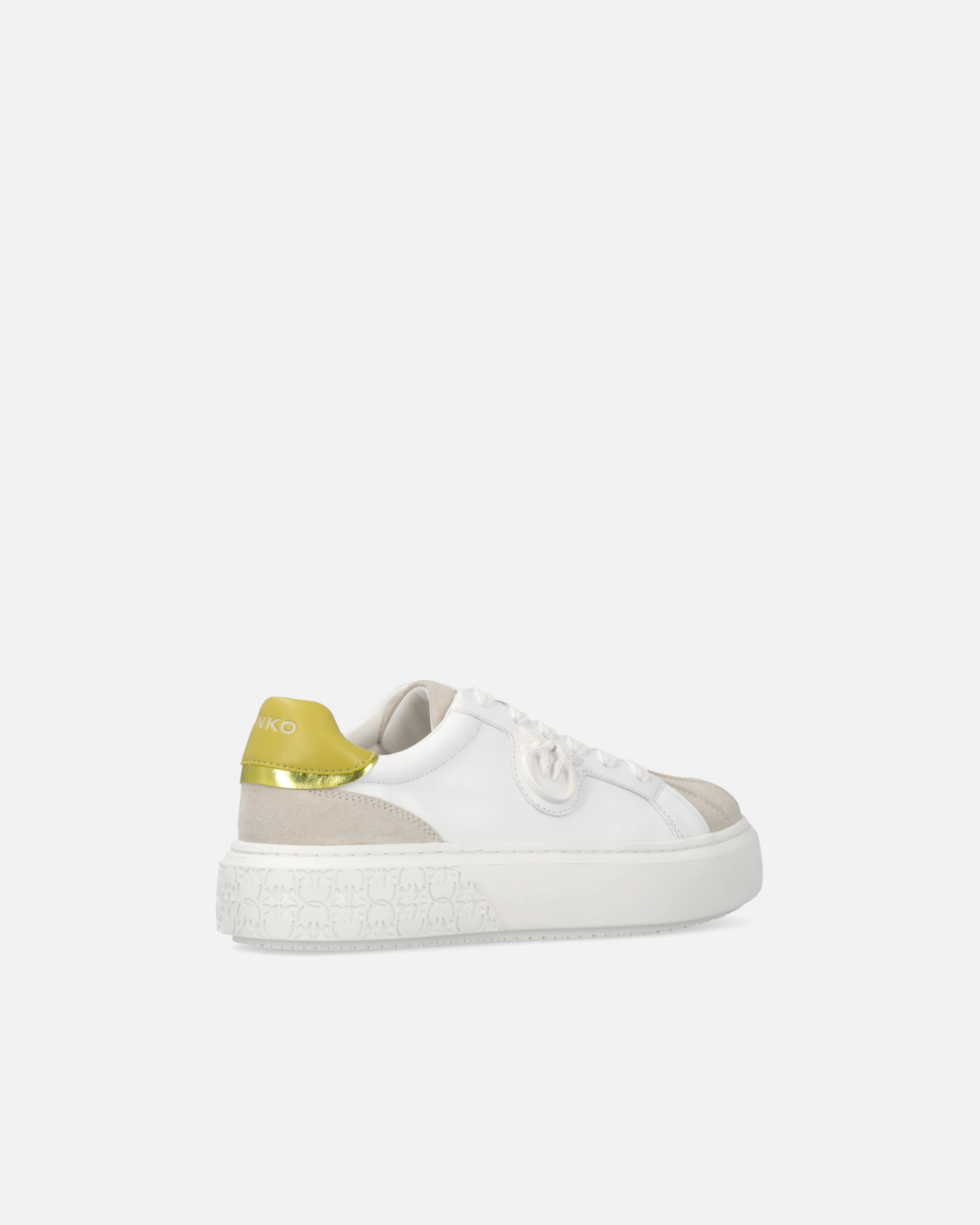 Pinko Sneakers With Platform Sole And Colored Heel In White/lime