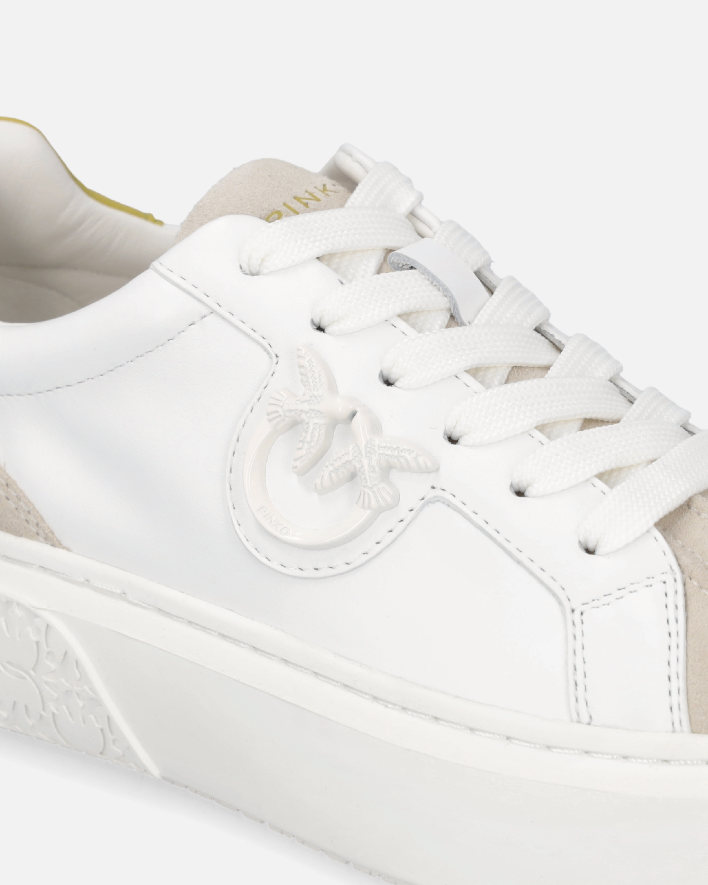 Pinko Sneakers With Platform Sole And Colored Heel In White/lime