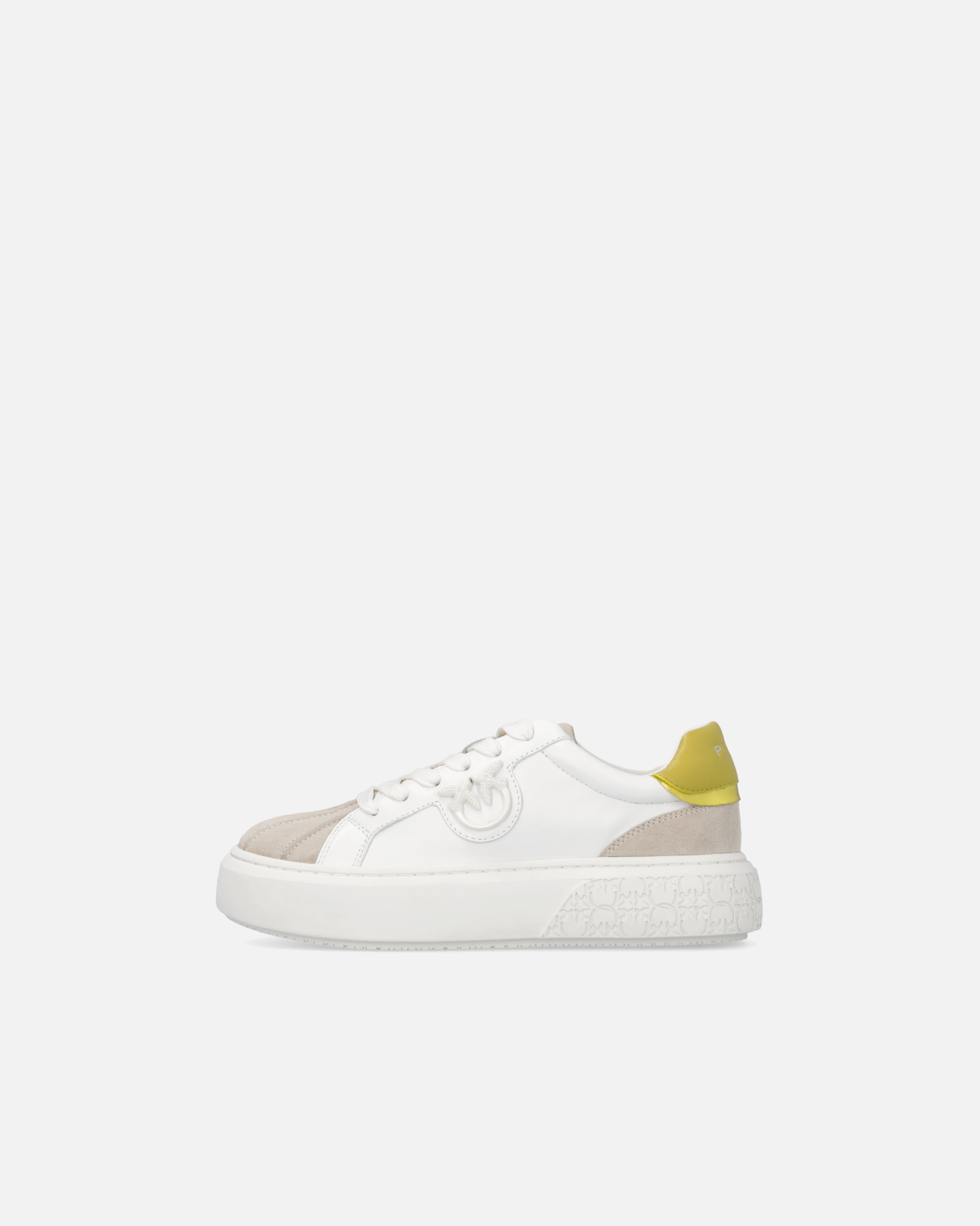 Pinko Sneakers With Platform Sole And Colored Heel In White/lime