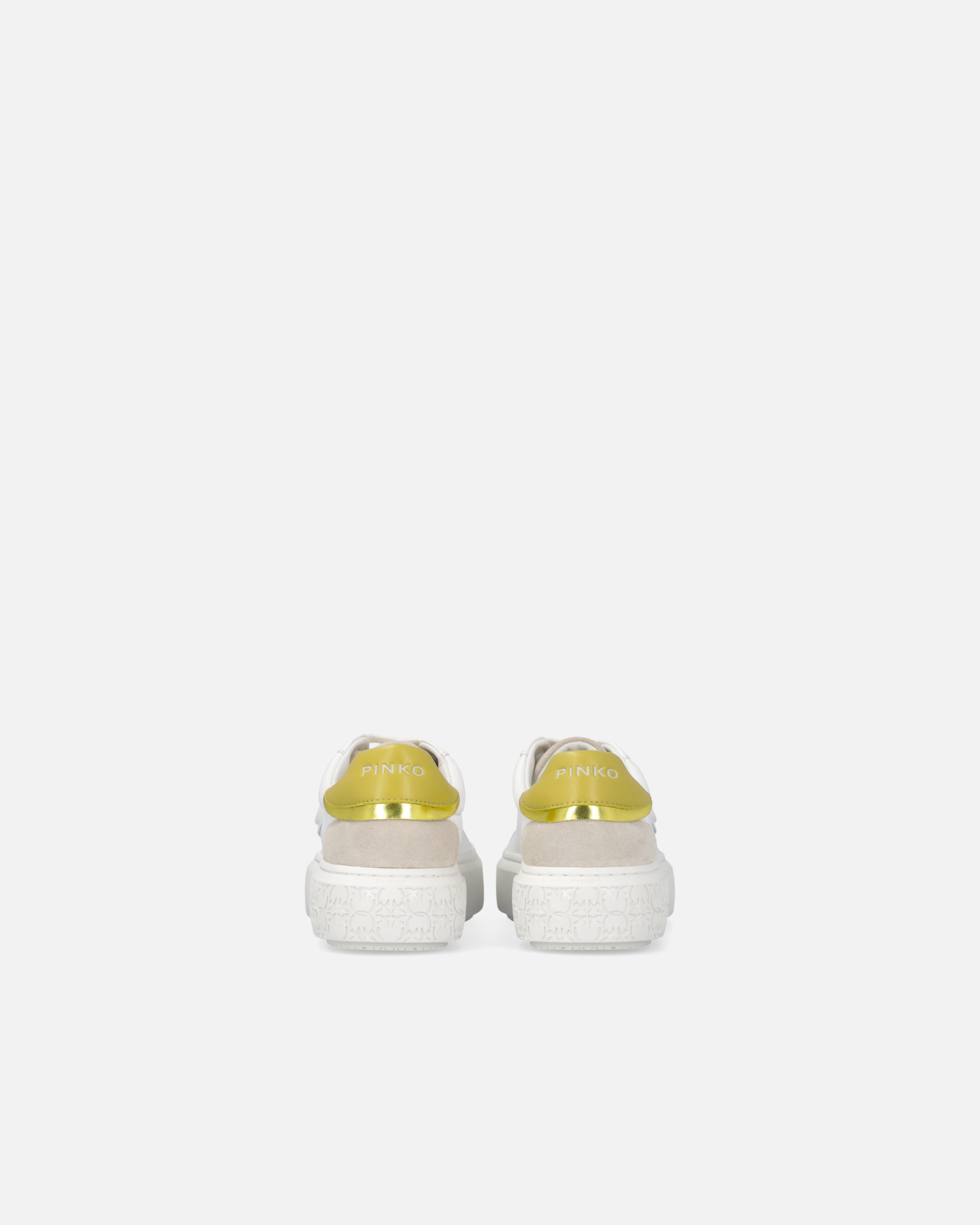Pinko Sneakers With Platform Sole And Colored Heel In White/lime