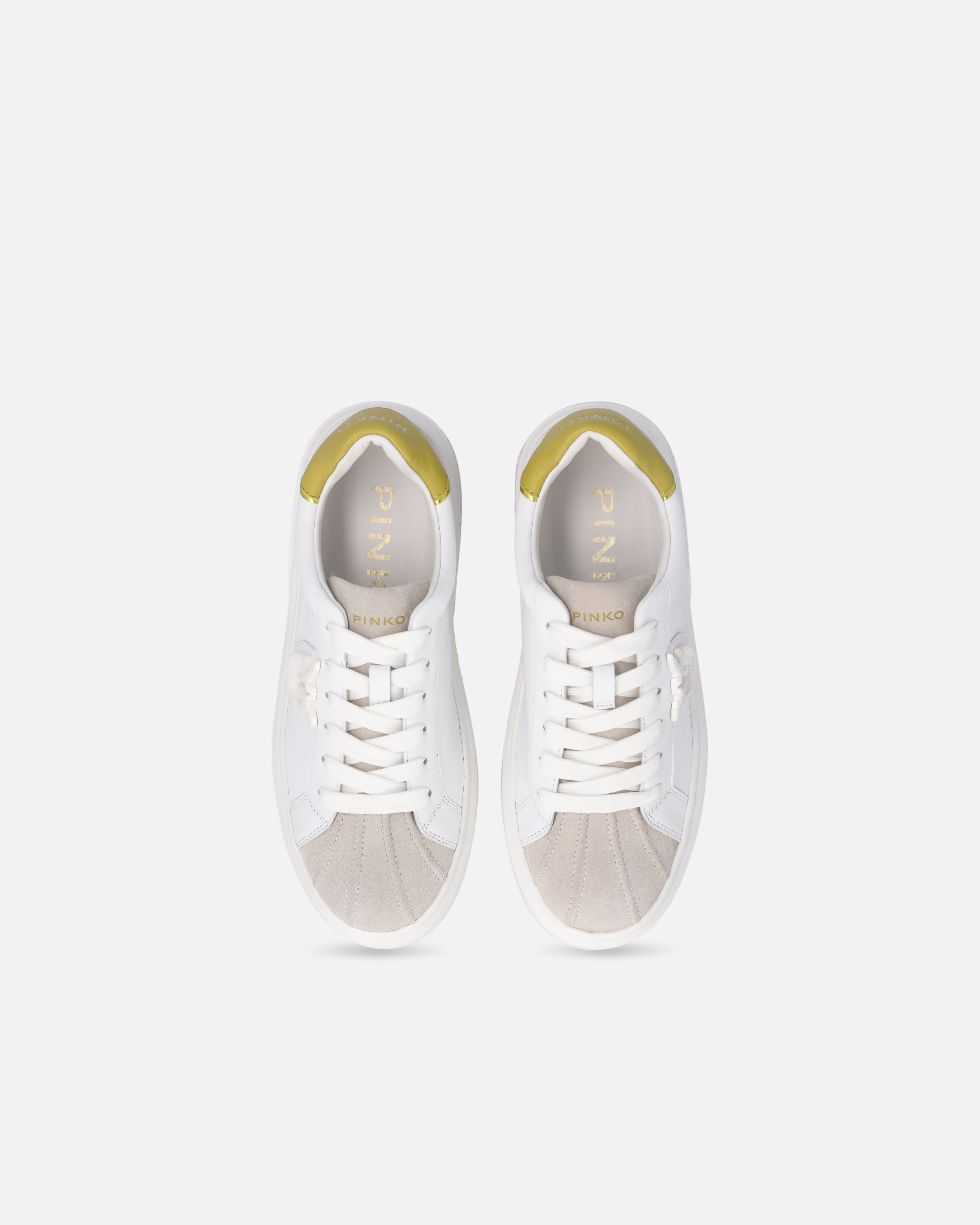 Pinko Sneakers With Platform Sole And Colored Heel In White/lime