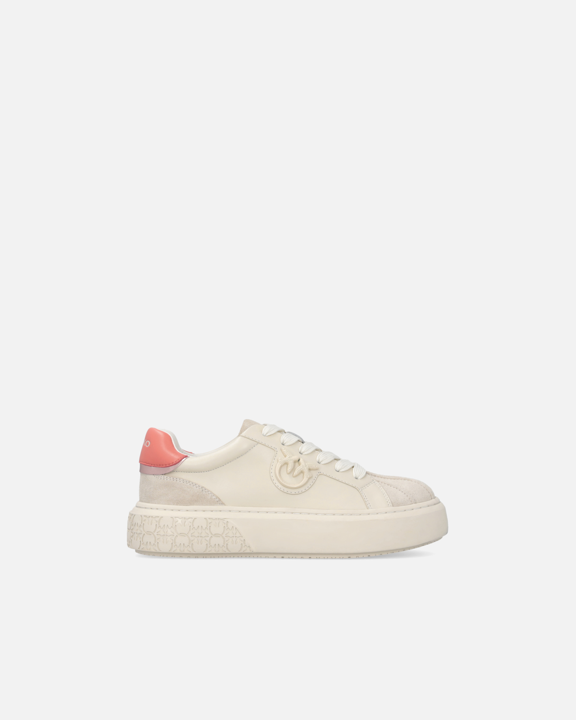 Pinko Sneakers With Platform Sole And Colored Heel In Yogurt/coral