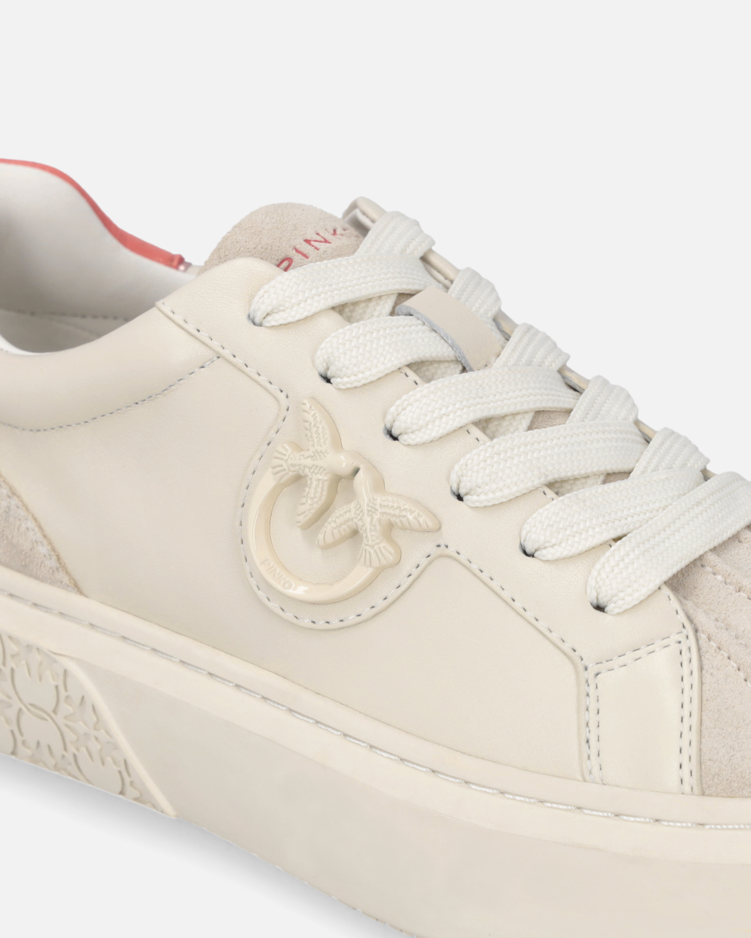 Pinko Sneakers With Platform Sole And Colored Heel In Yogurt/coral