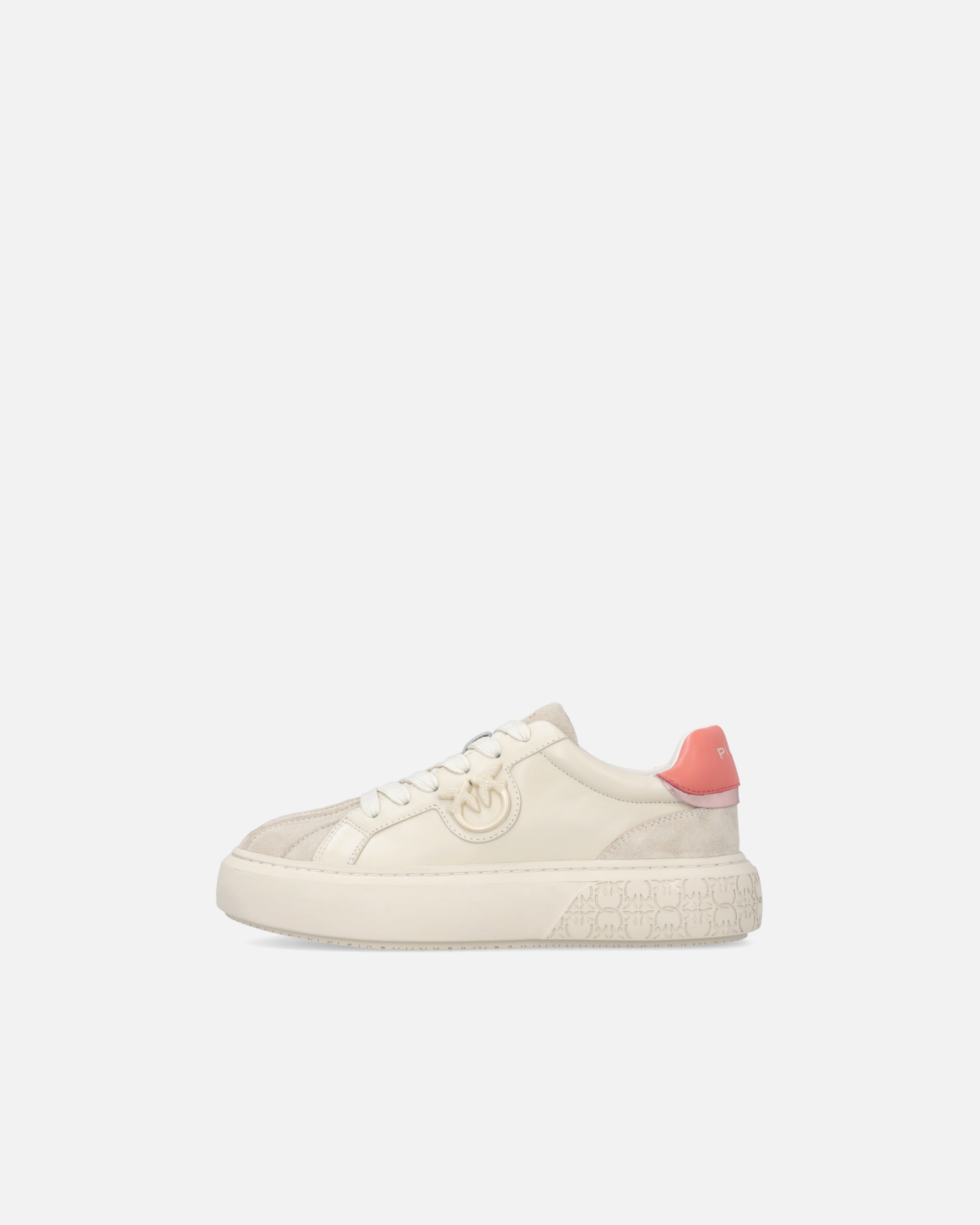 Pinko Sneakers With Platform Sole And Colored Heel In Yogurt/coral