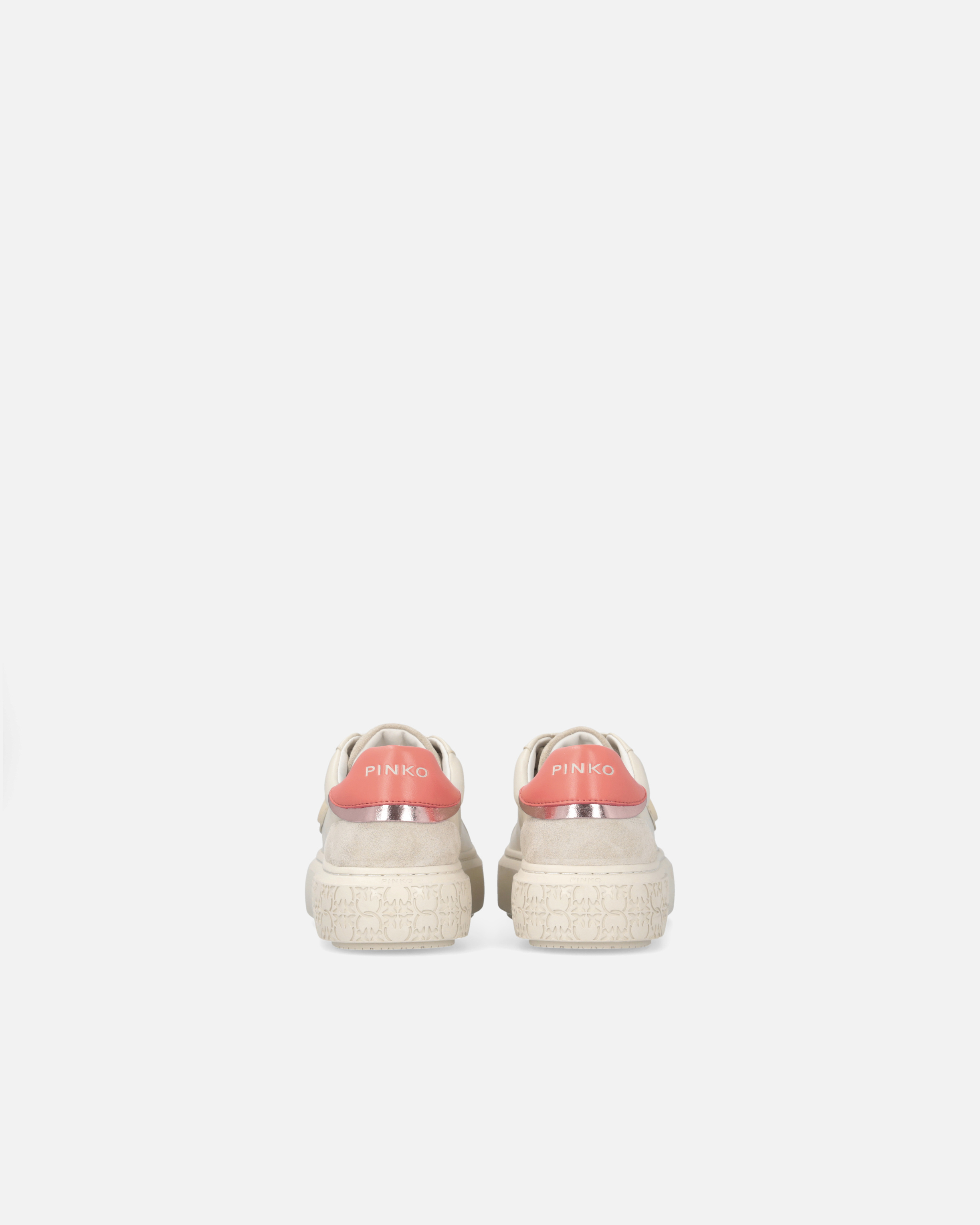 Pinko Sneakers With Platform Sole And Colored Heel In Yogurt/coral