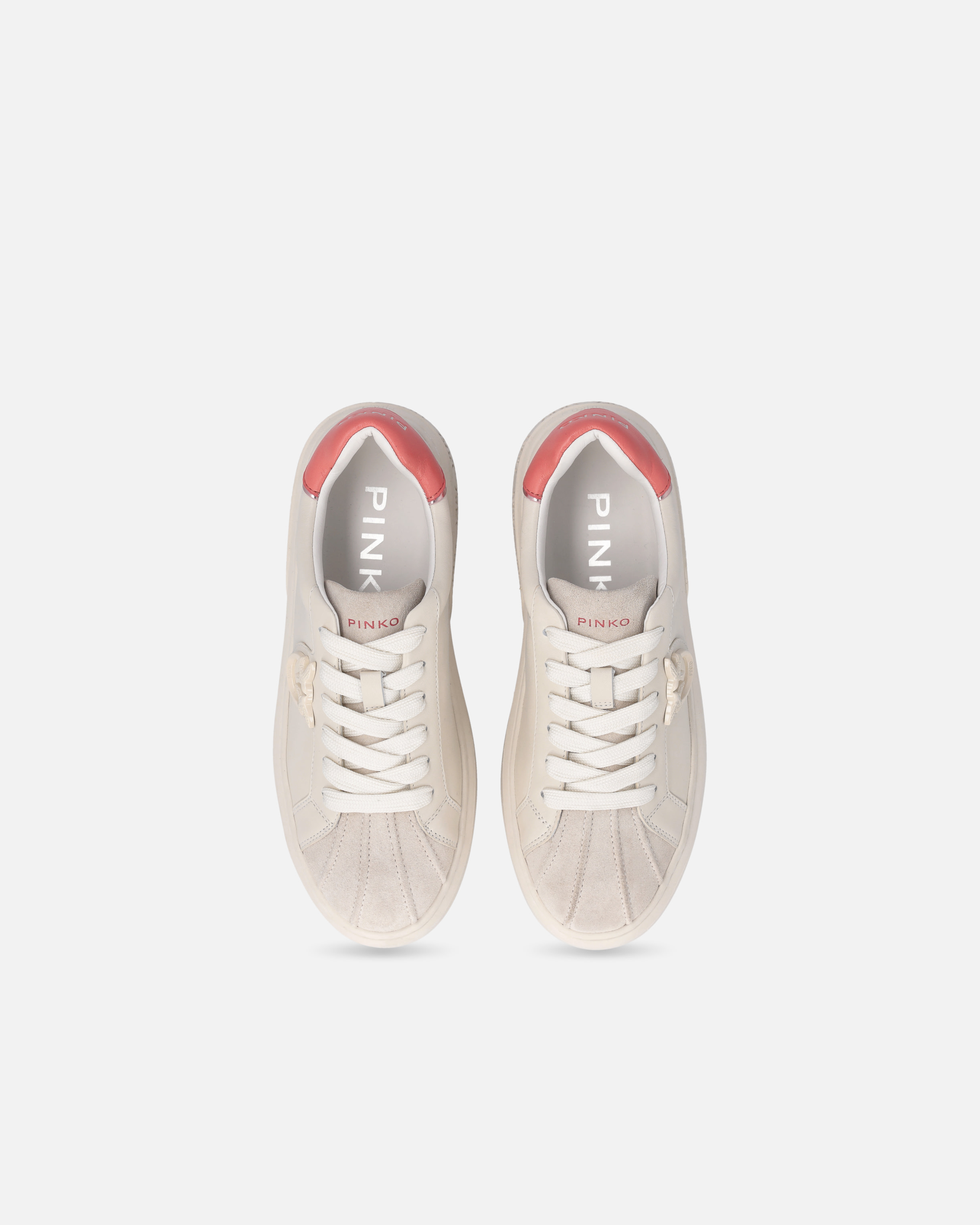 Pinko Sneakers With Platform Sole And Colored Heel In Yogurt/coral