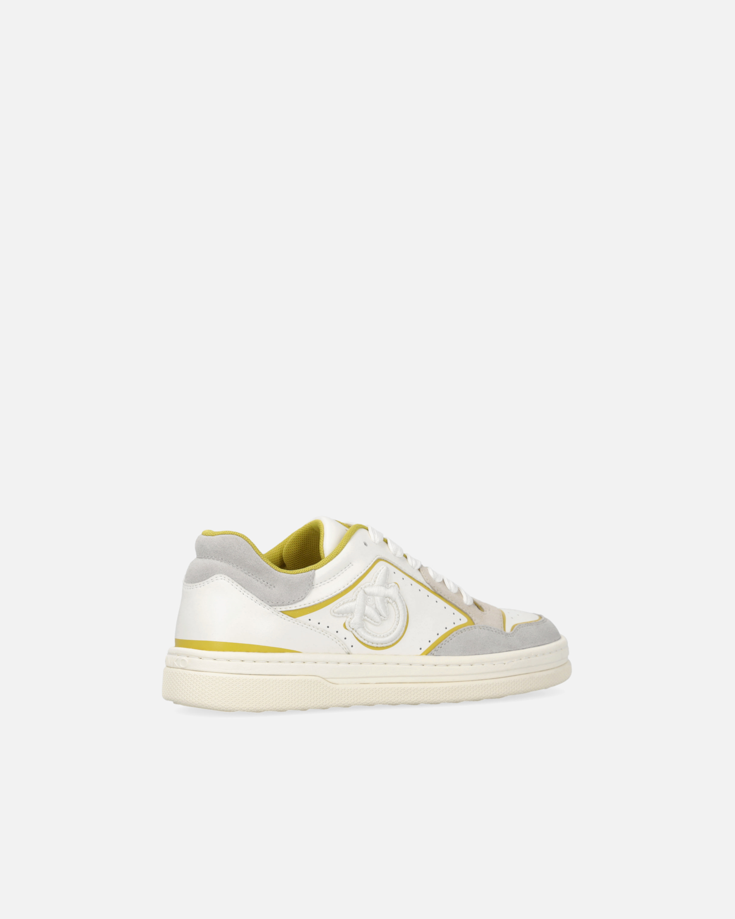 Pinko Casual And Elegant Beige Leather Sneakers Mandy 10 In White/lime