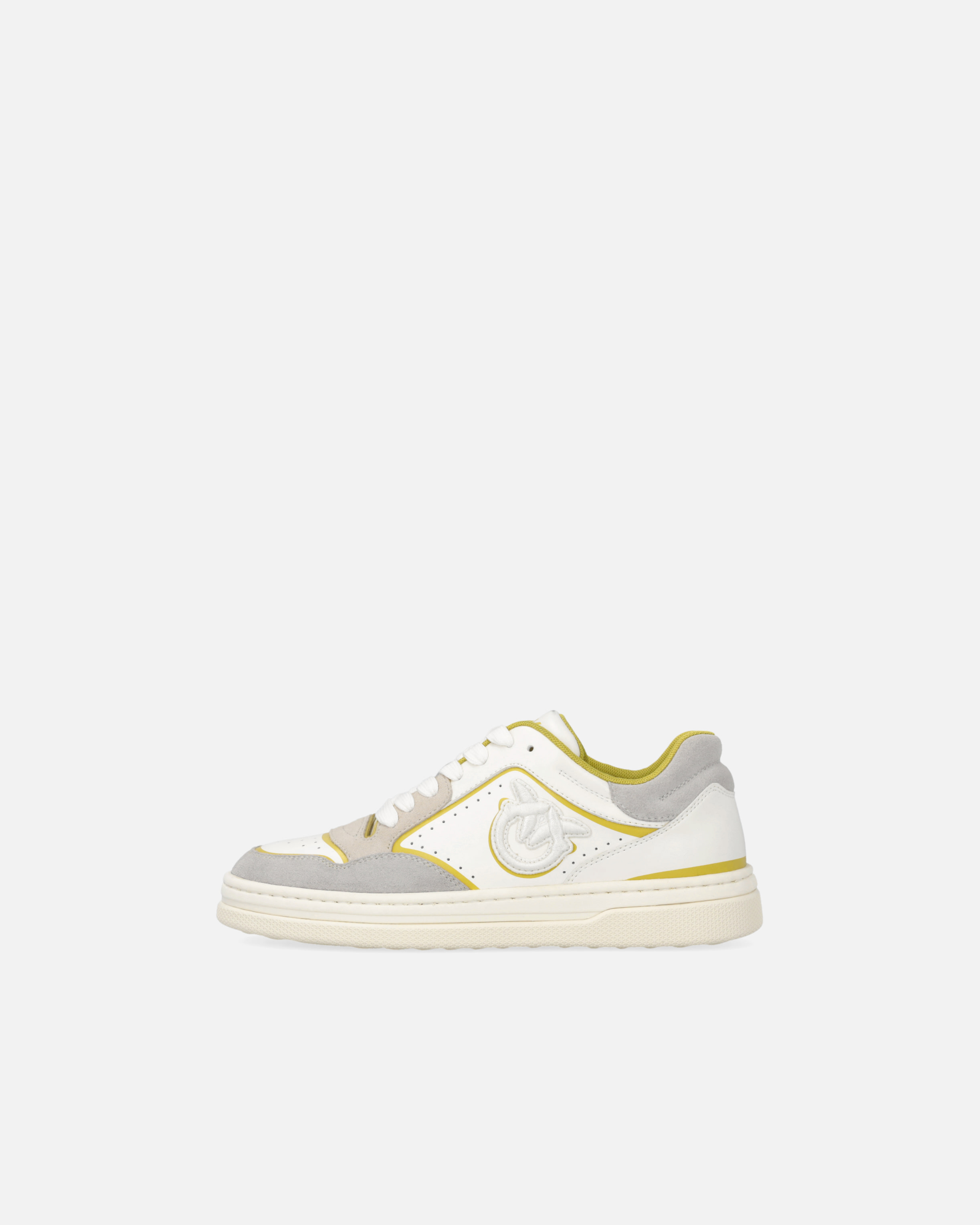 Pinko Casual And Elegant Beige Leather Sneakers Mandy 10 In White/lime