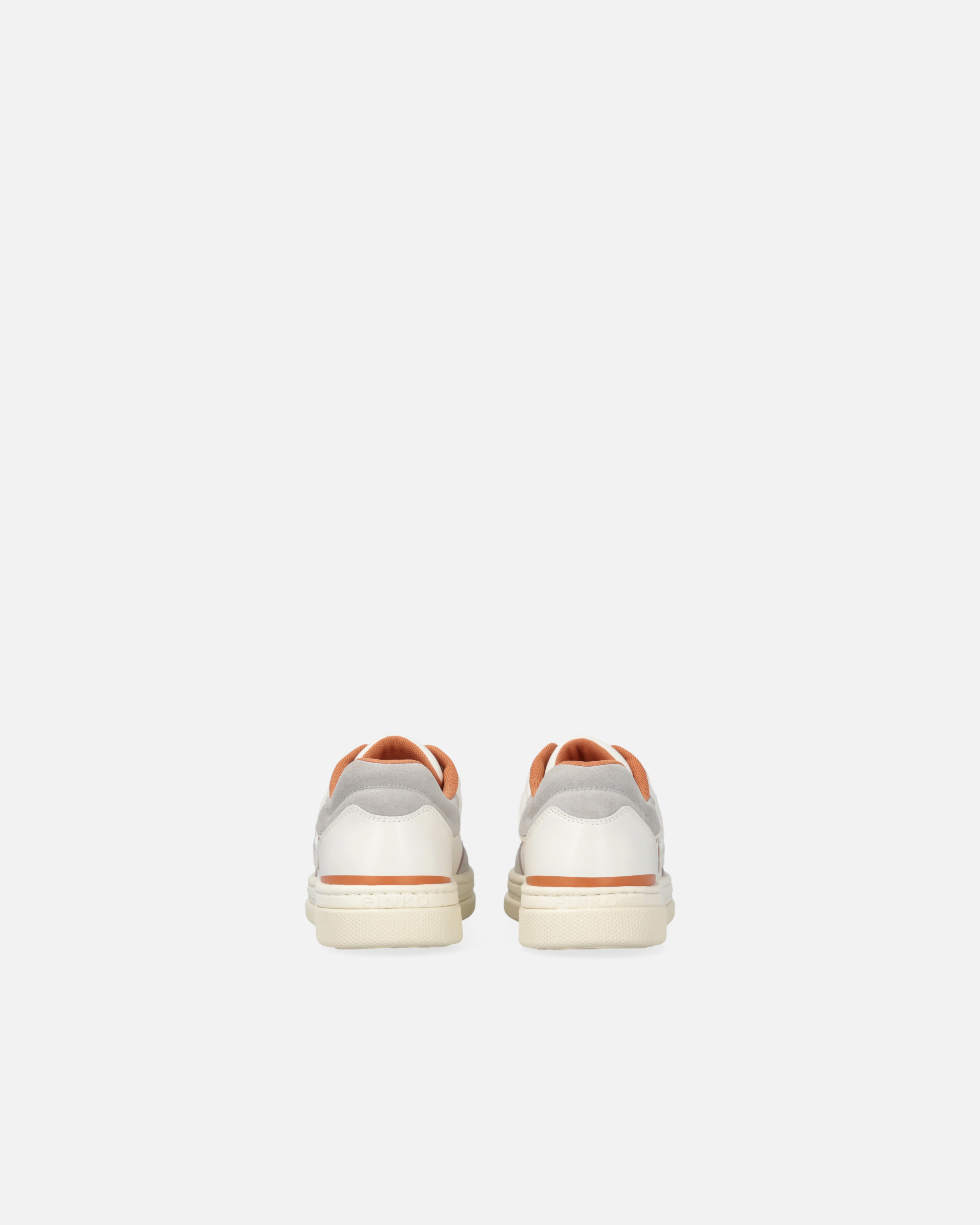 Pinko Flat Leather Sneakers With Embroidered Logo In White/fard
