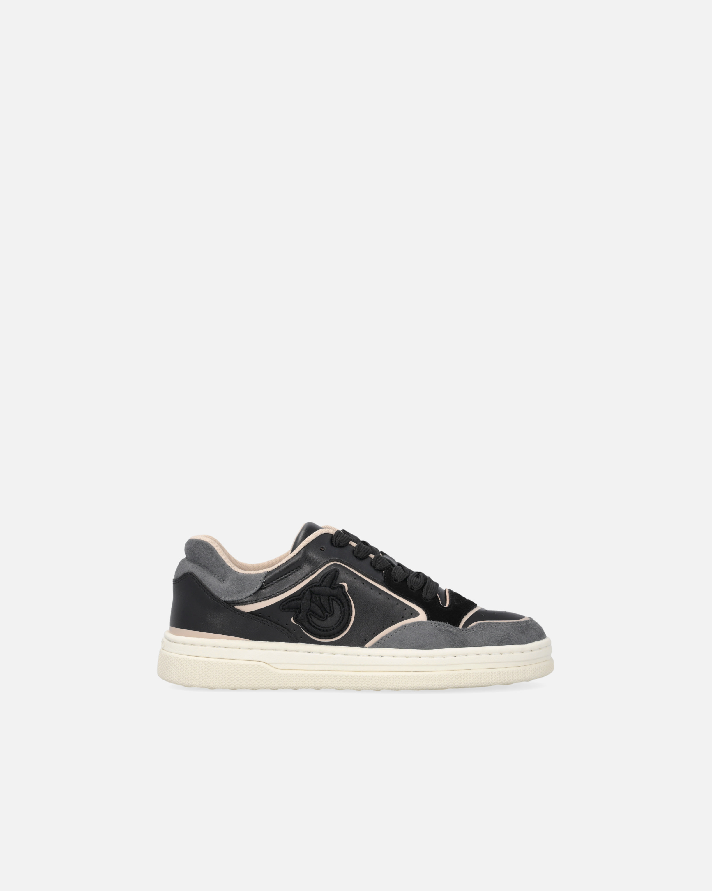 Flat leather sneakers with embroidered logo