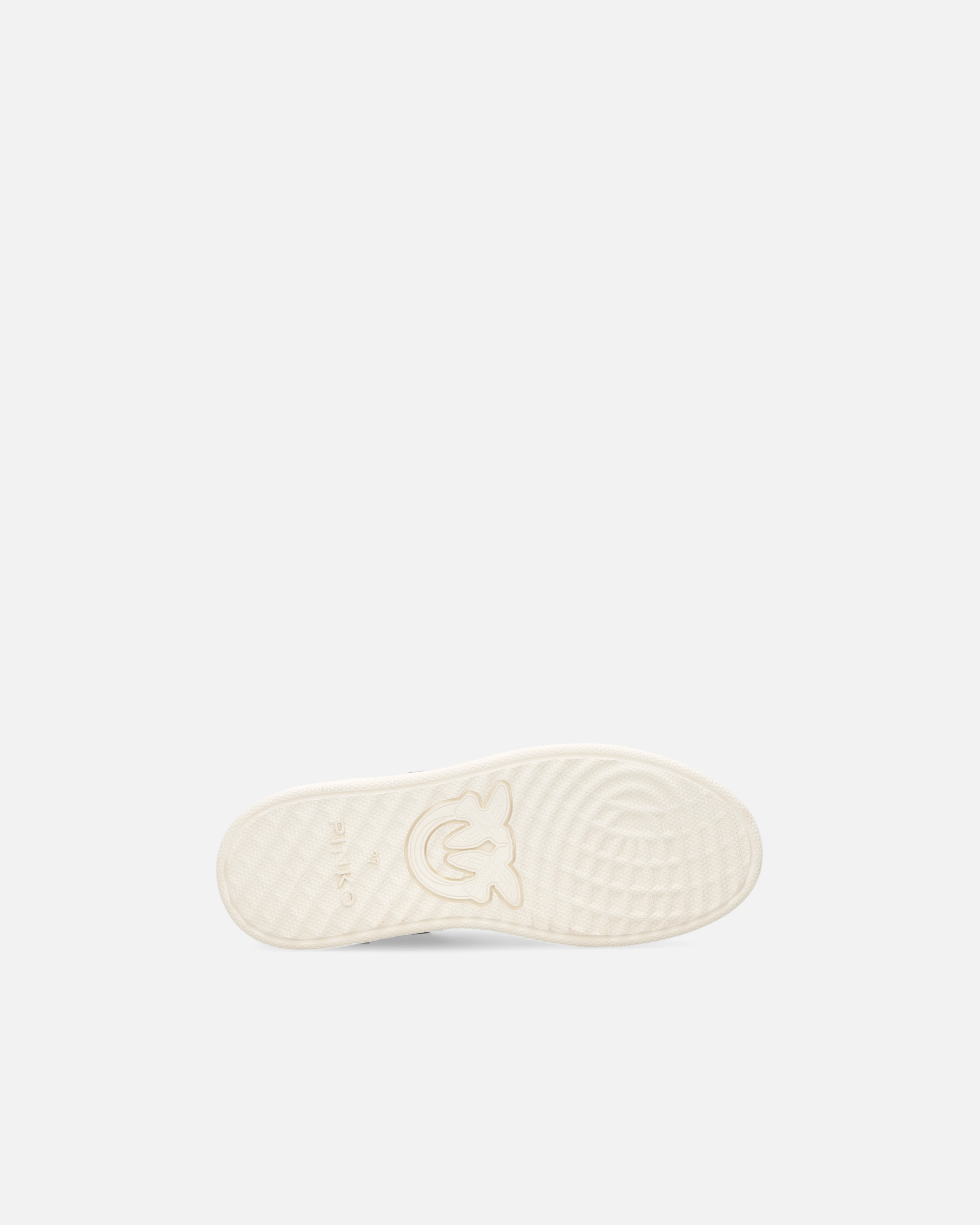 Pinko Flat Leather Sneakers With Embroidered Logo In Multi. Noir/chair