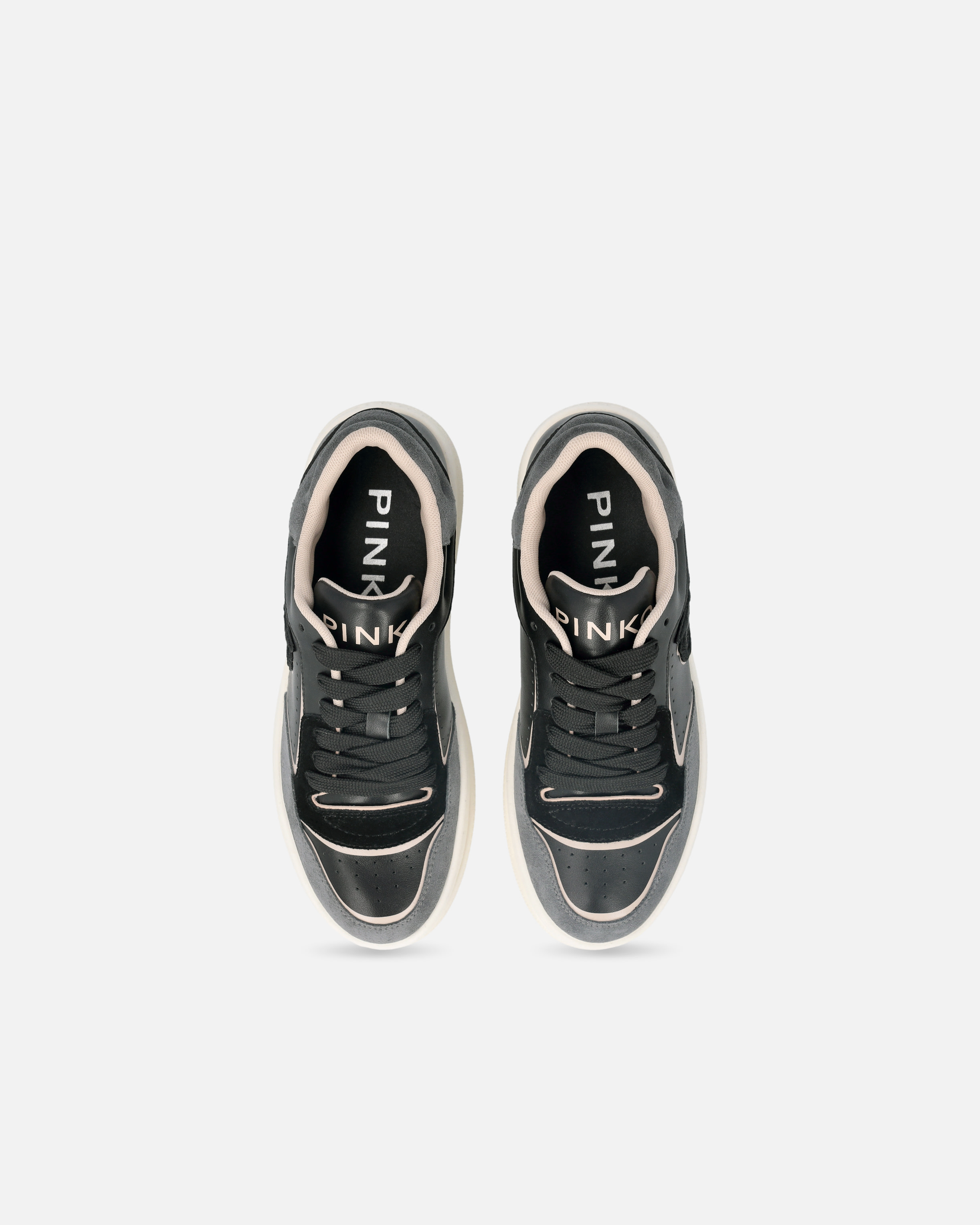 Flat leather sneakers with embroidered logo