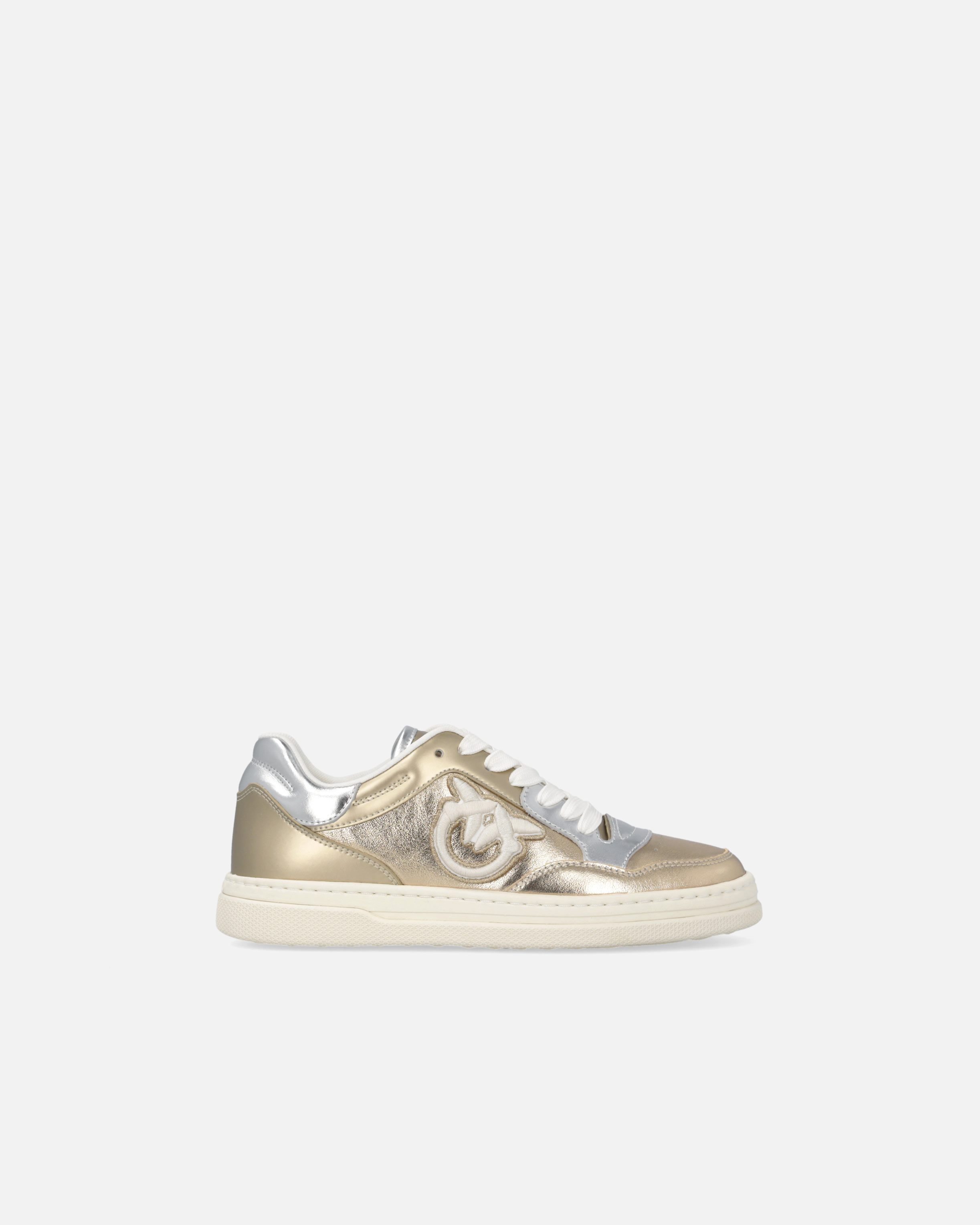 Pinko Laminated Sneakers With Love Birds Logo In Multi