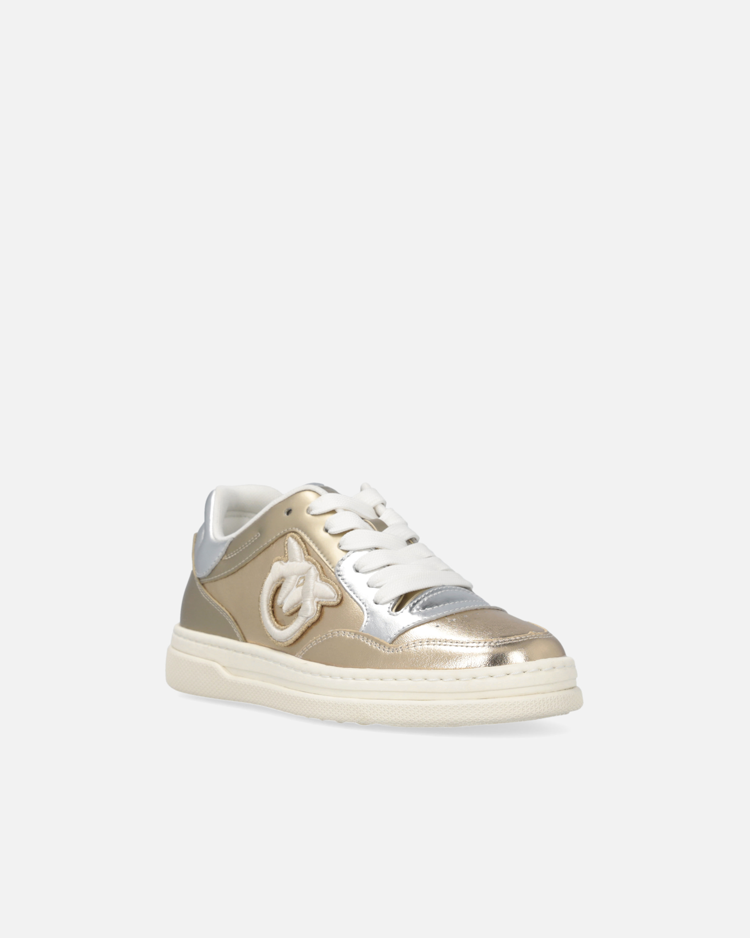 Pinko Laminated Sneakers With Love Birds Logo In Multi