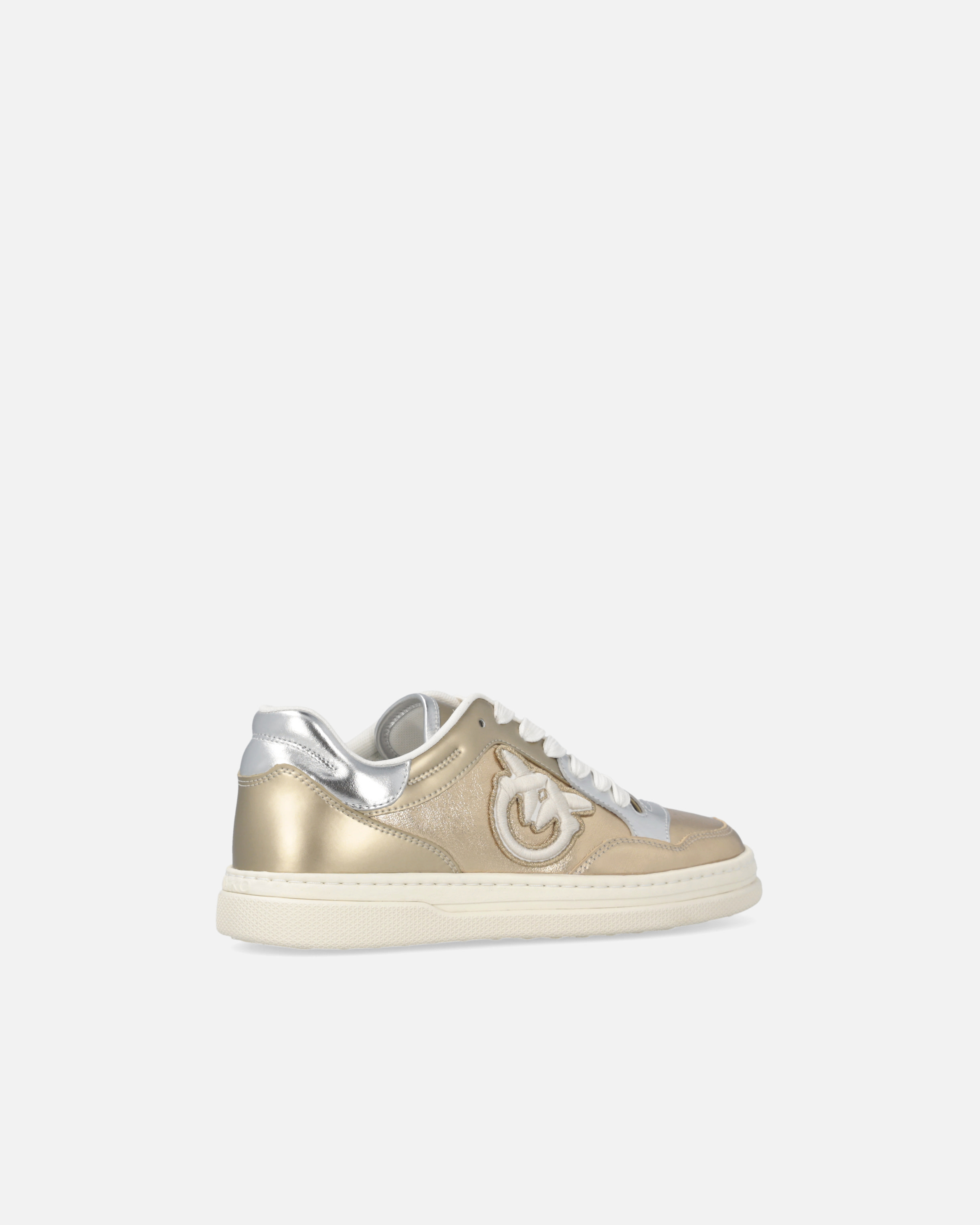 Pinko Laminated Sneakers With Love Birds Logo In Multi