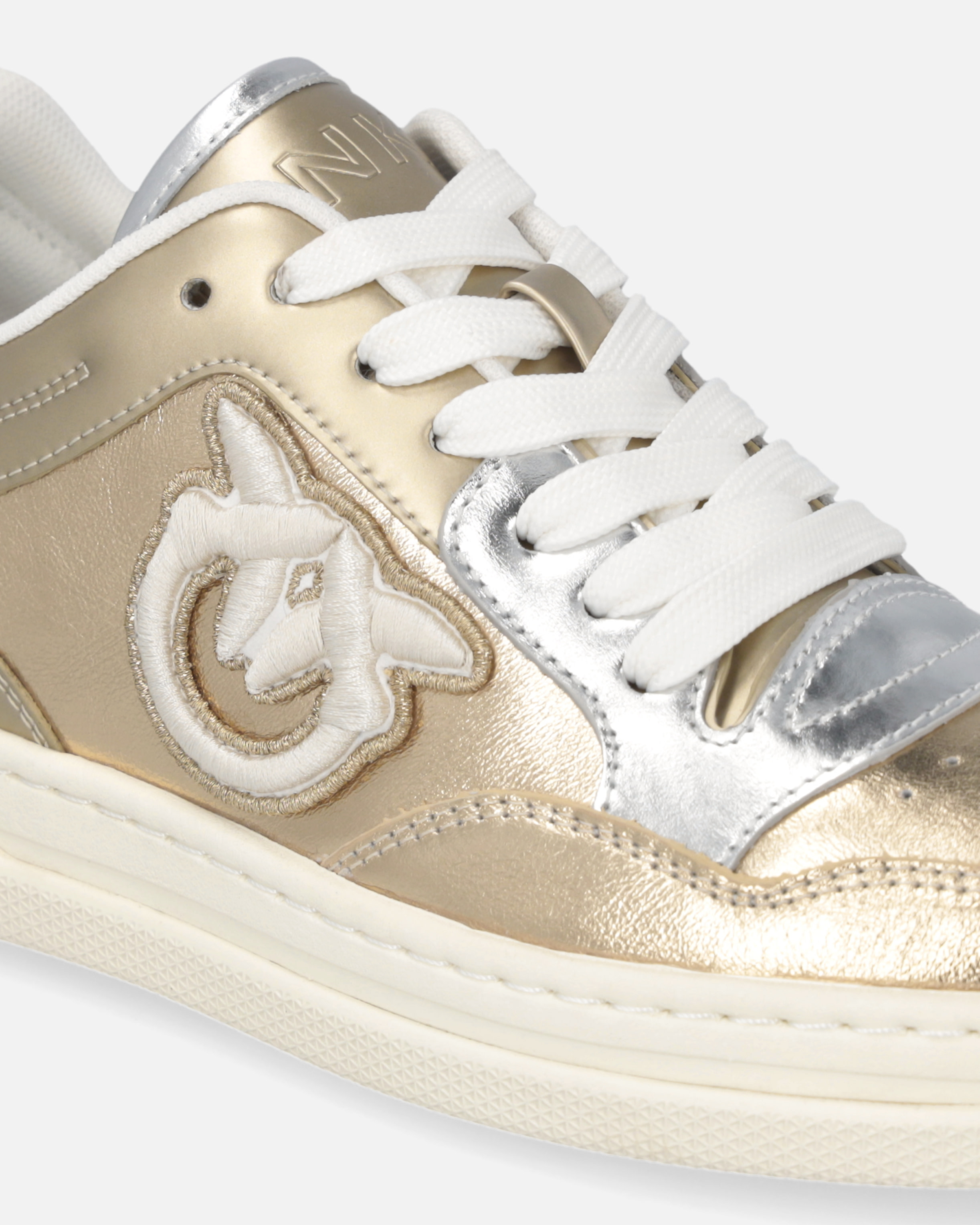 Pinko Laminated Sneakers With Love Birds Logo In Multi