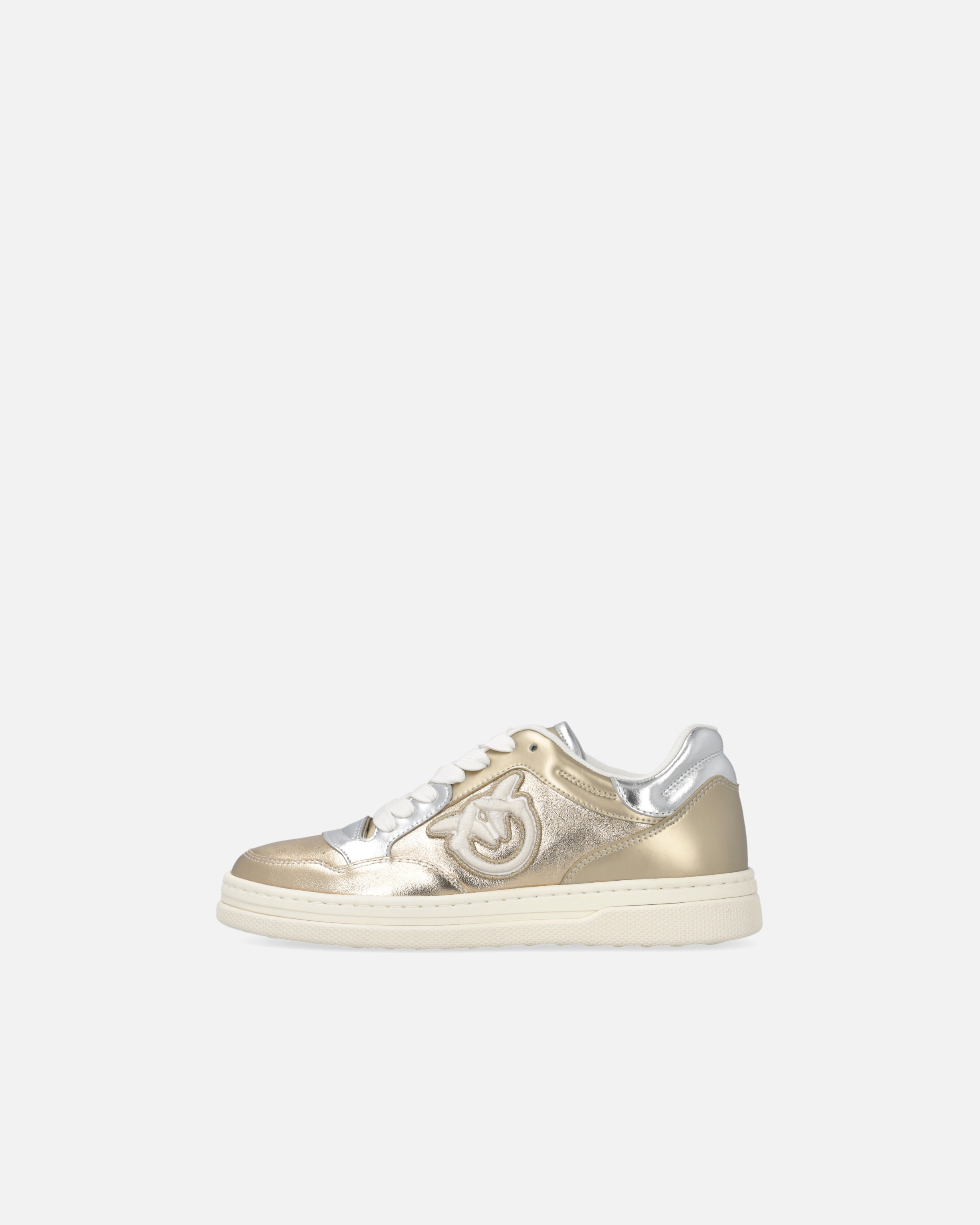 Pinko Laminated Sneakers With Love Birds Logo In Multi