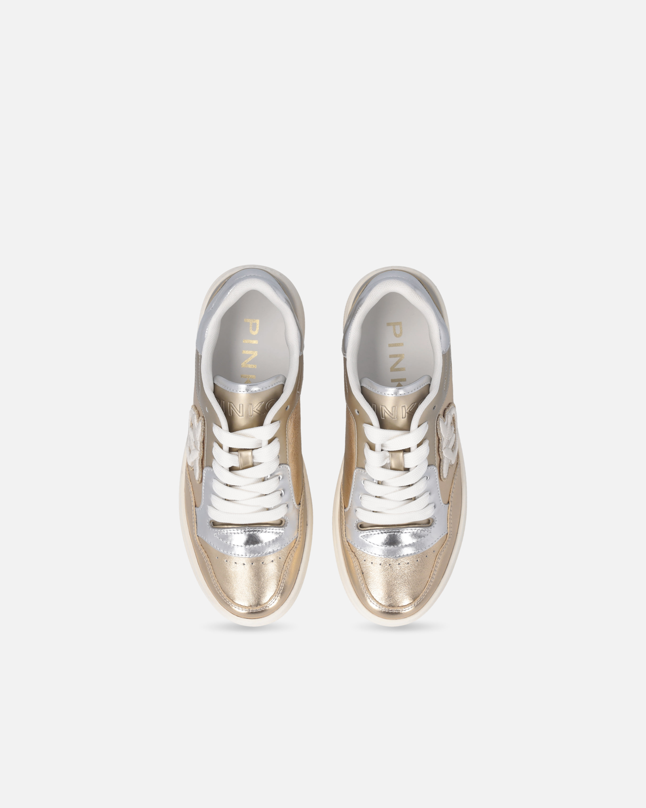 Pinko Laminated Sneakers With Love Birds Logo In Multi
