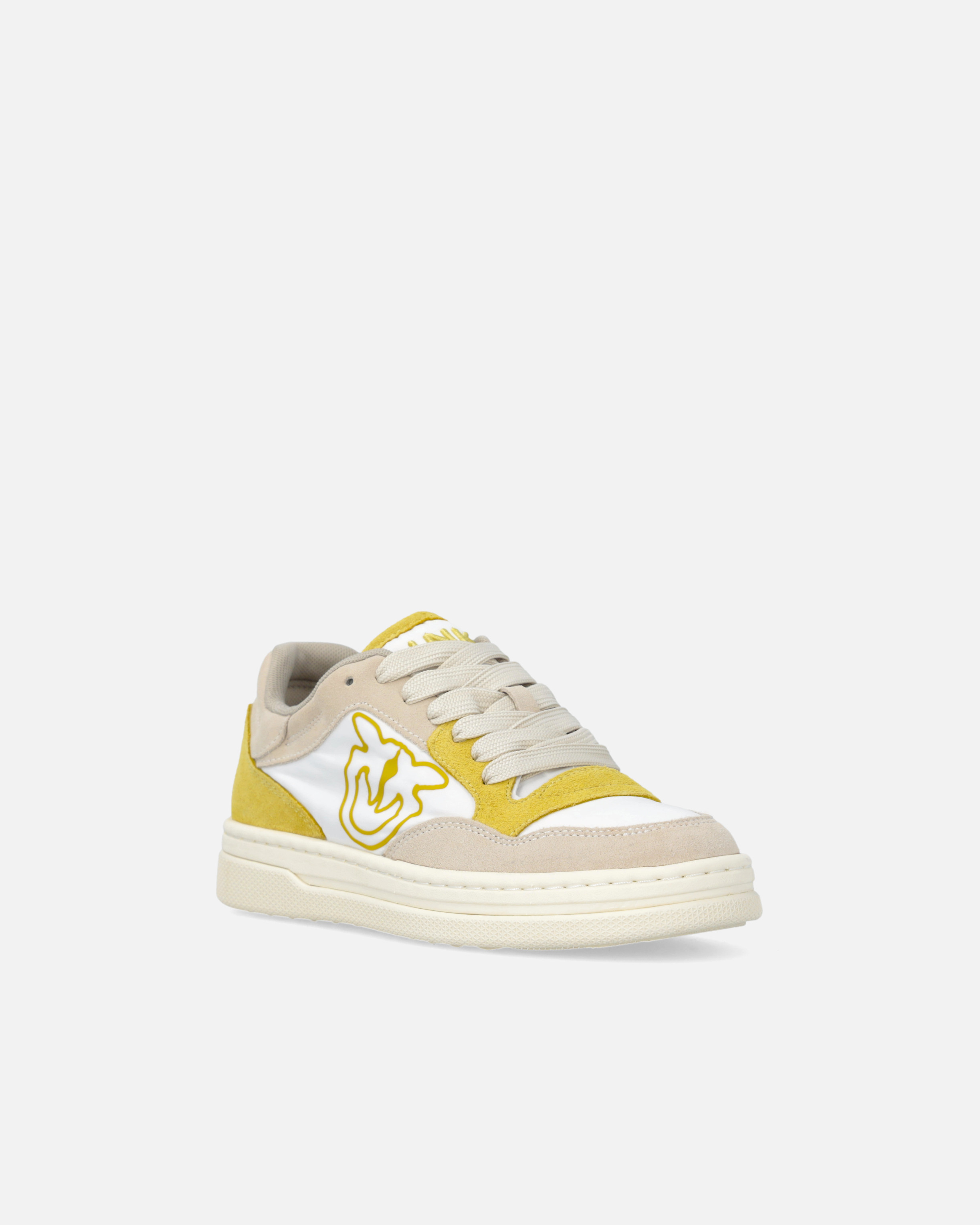 Flat leather sneakers with contrasting logo