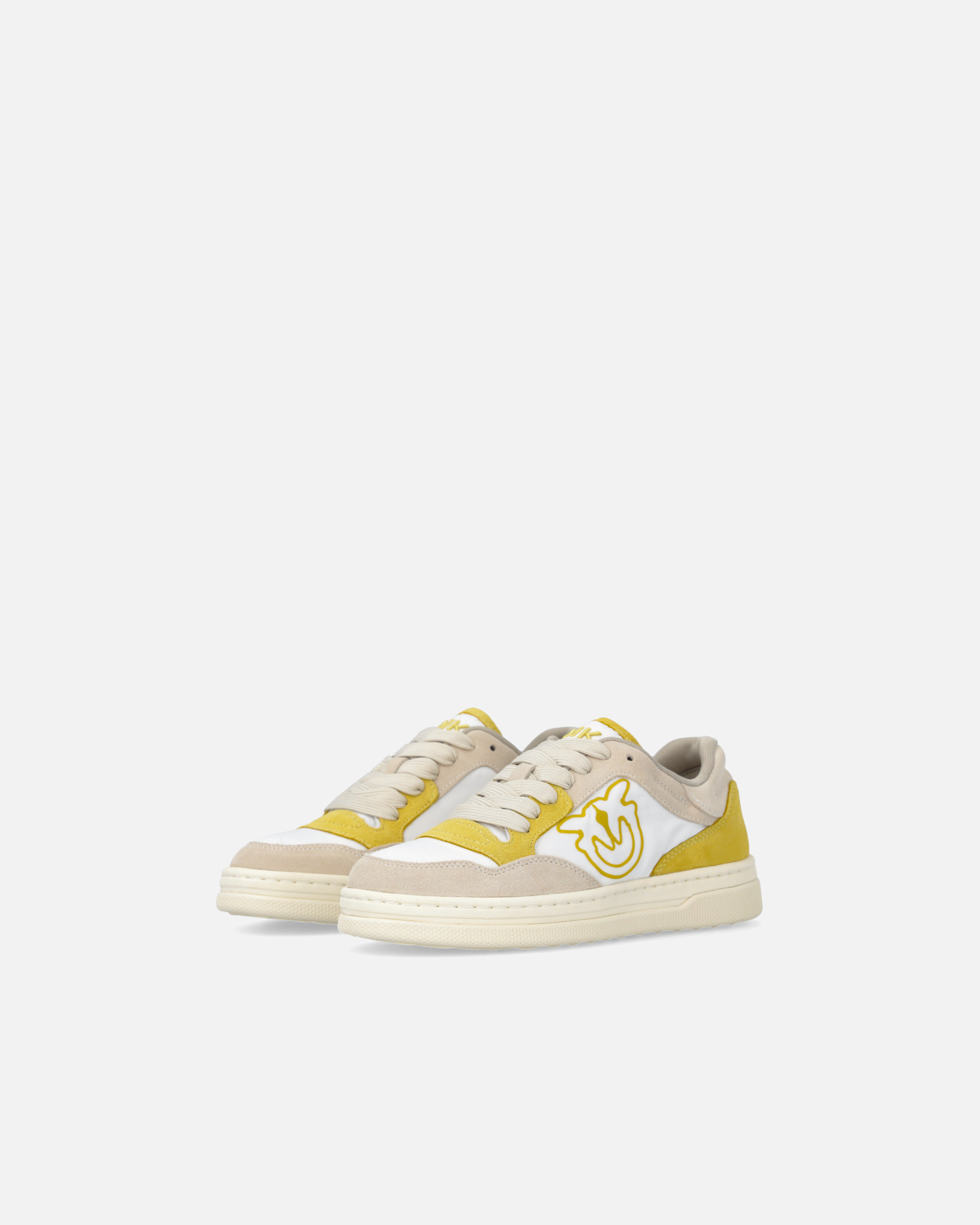 Pinko Leather Sneakers In White/lime