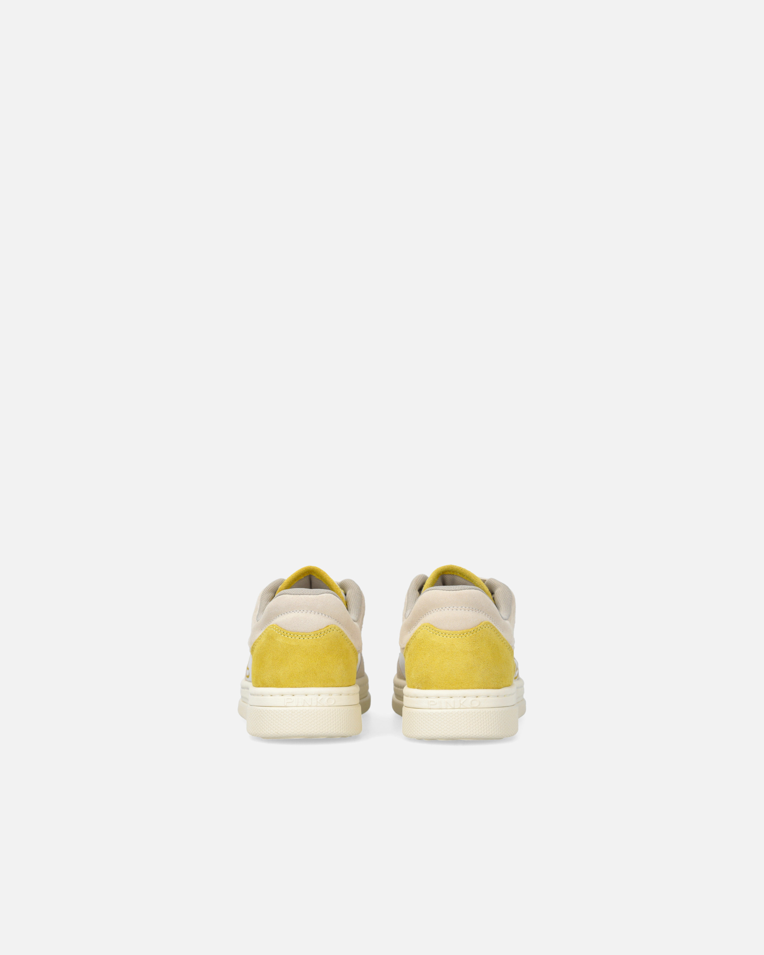 Pinko Leather Sneakers In White/lime