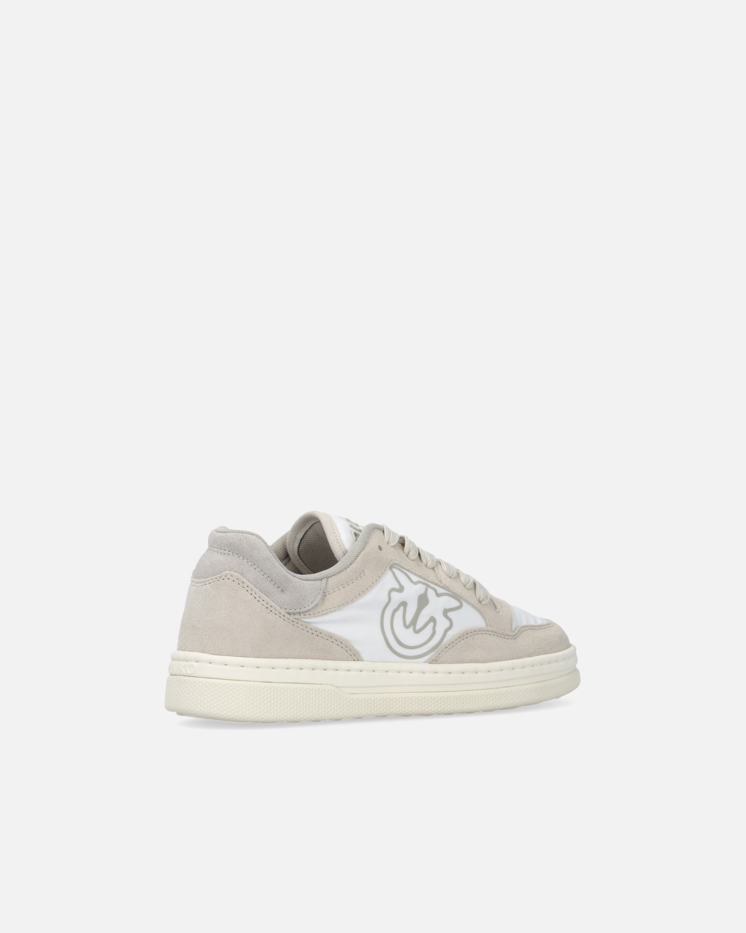 Pinko Flat Leather Sneakers With Contrasting Logo In Sable