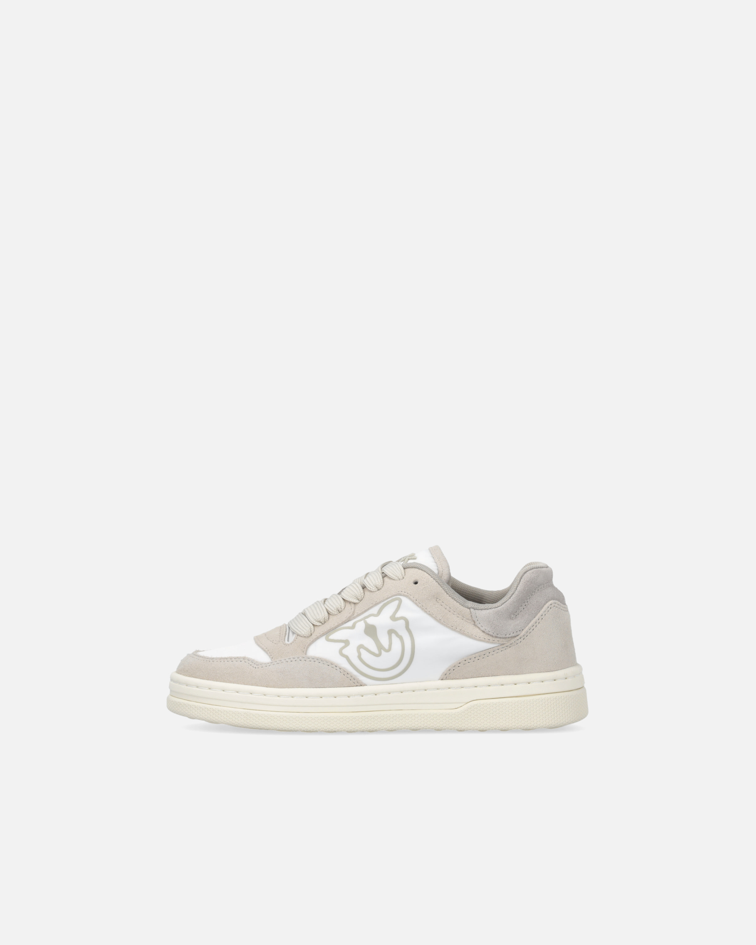 Pinko Flat Leather Sneakers With Contrasting Logo In Sable