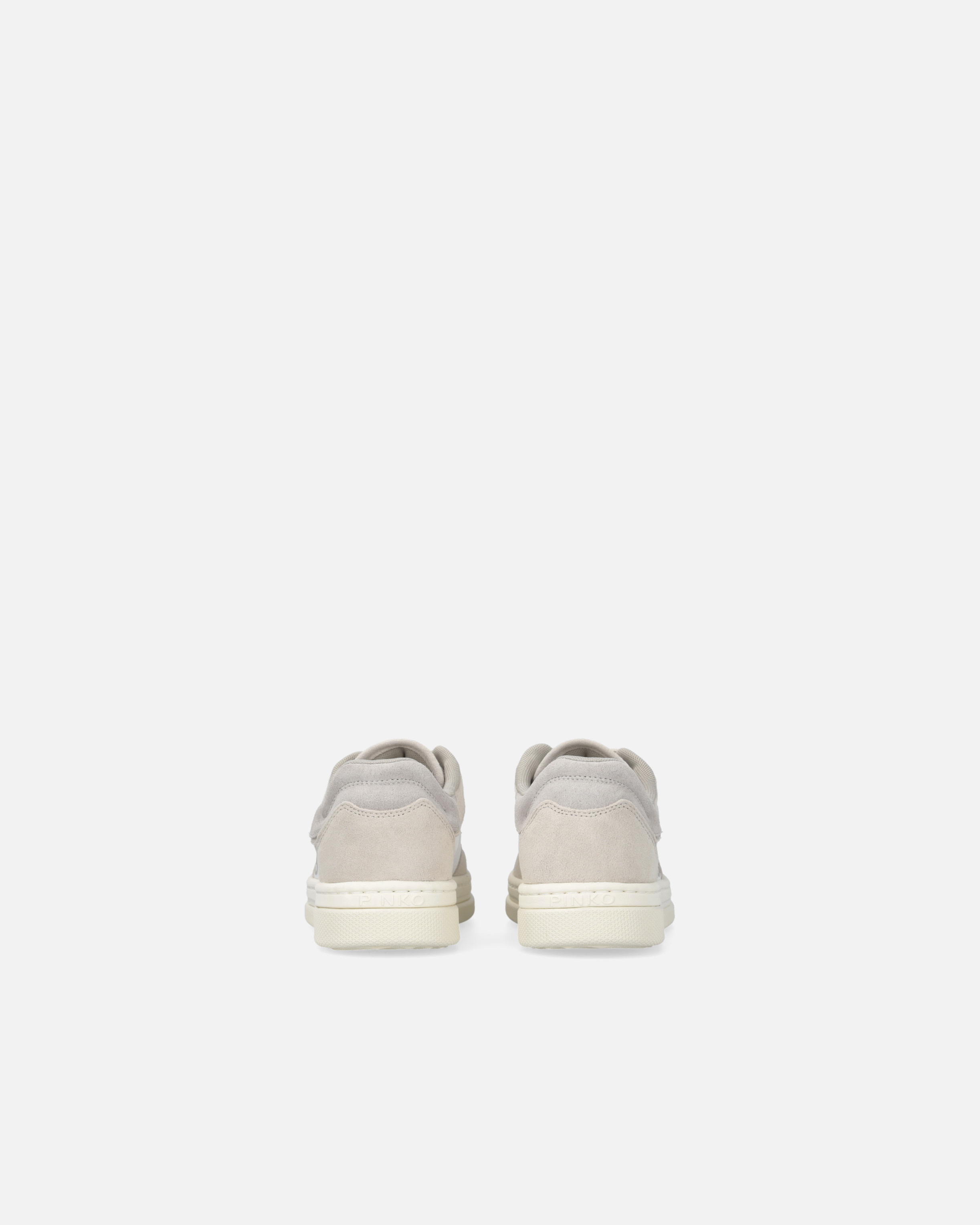 Pinko Flat Leather Sneakers With Contrasting Logo In Sable