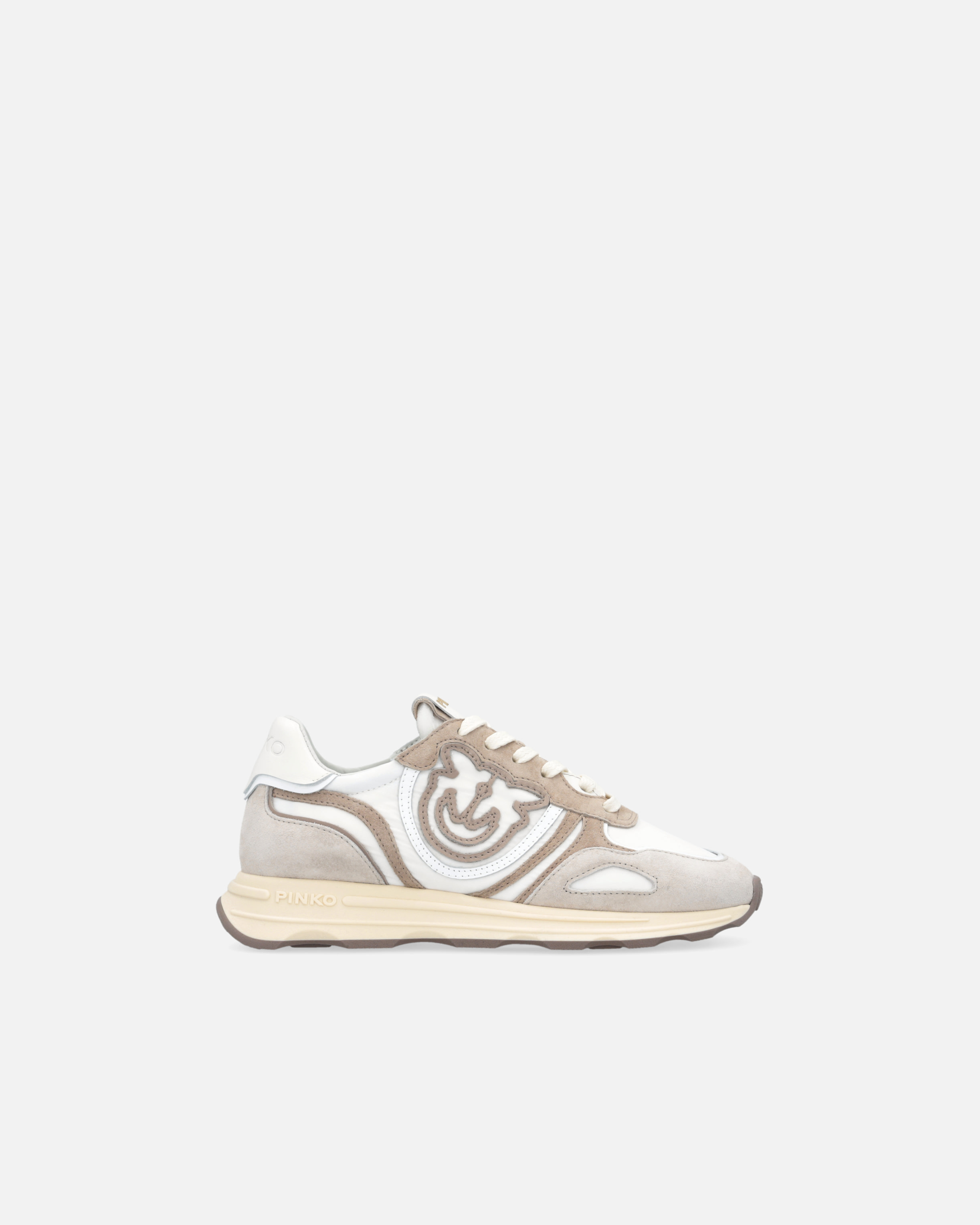 Pinko Sand And White Sneakers In Gray